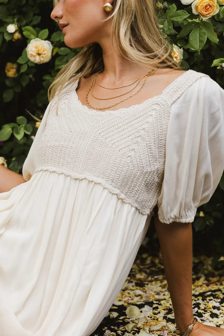 Elegant Nina Crocheted Midi Dress in Natural - Boho Chic Summer Dress for Women | Perfect for Beach Vacations, Garden Parties & Date Nights