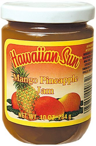 Hawaiian Sun Mango Pineapple Jam - 10oz Jar (Pack of 4) - All Natural Tropical Fruit Spread No Preservatives - Made in Hawaii - Perfect for Toast, Pancakes, Yogurt - Great for Breakfast, Brunch, Baking, Smoothies - Ideal Gift for Food Lovers - Enjoy at Family Breakfast, Picnics, Desserts & Holidays