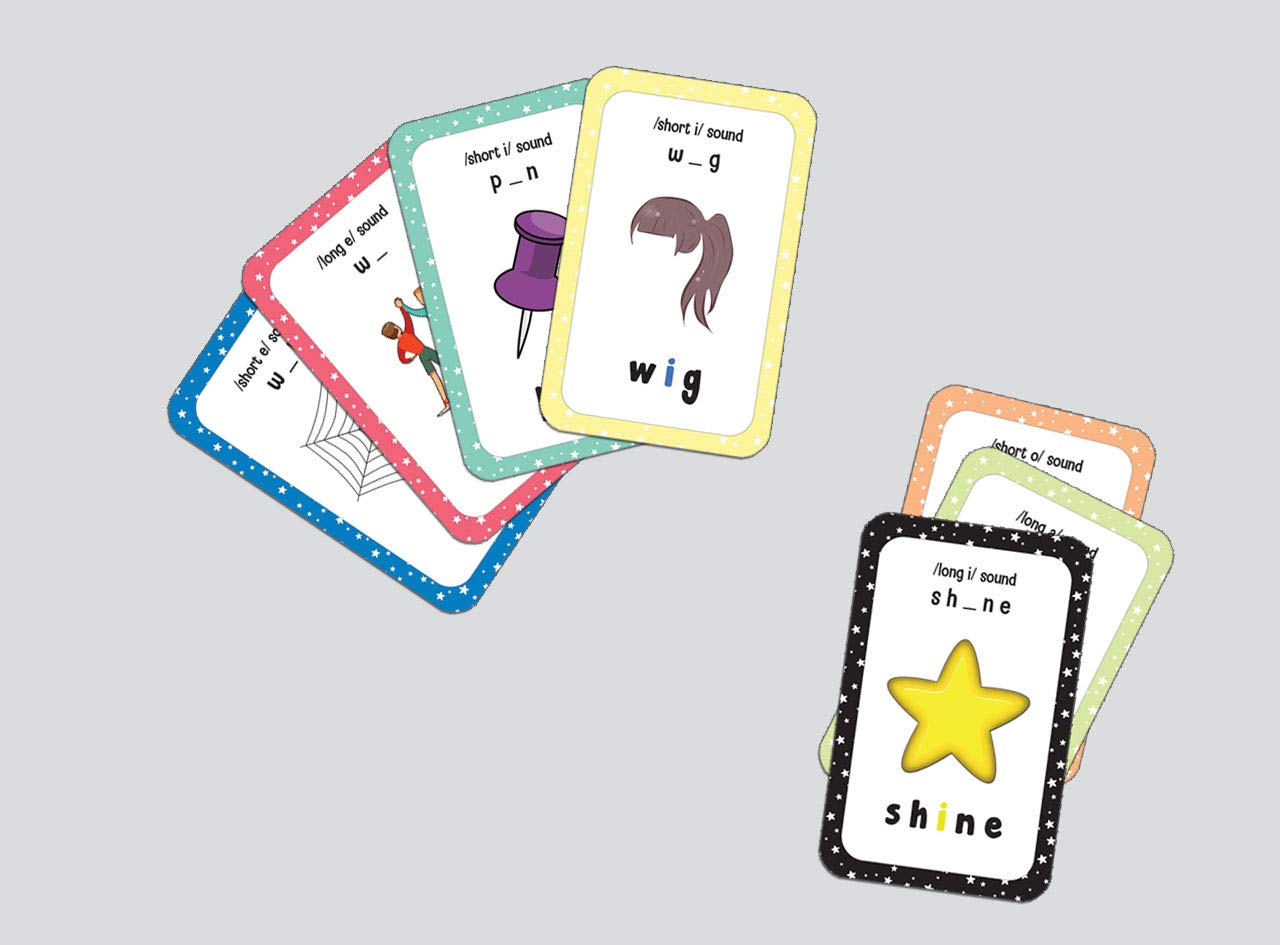 Phonics Vowel Sounds Learning Cards for Kids (4-Deck) - Teaching Tool for Home & Classroom