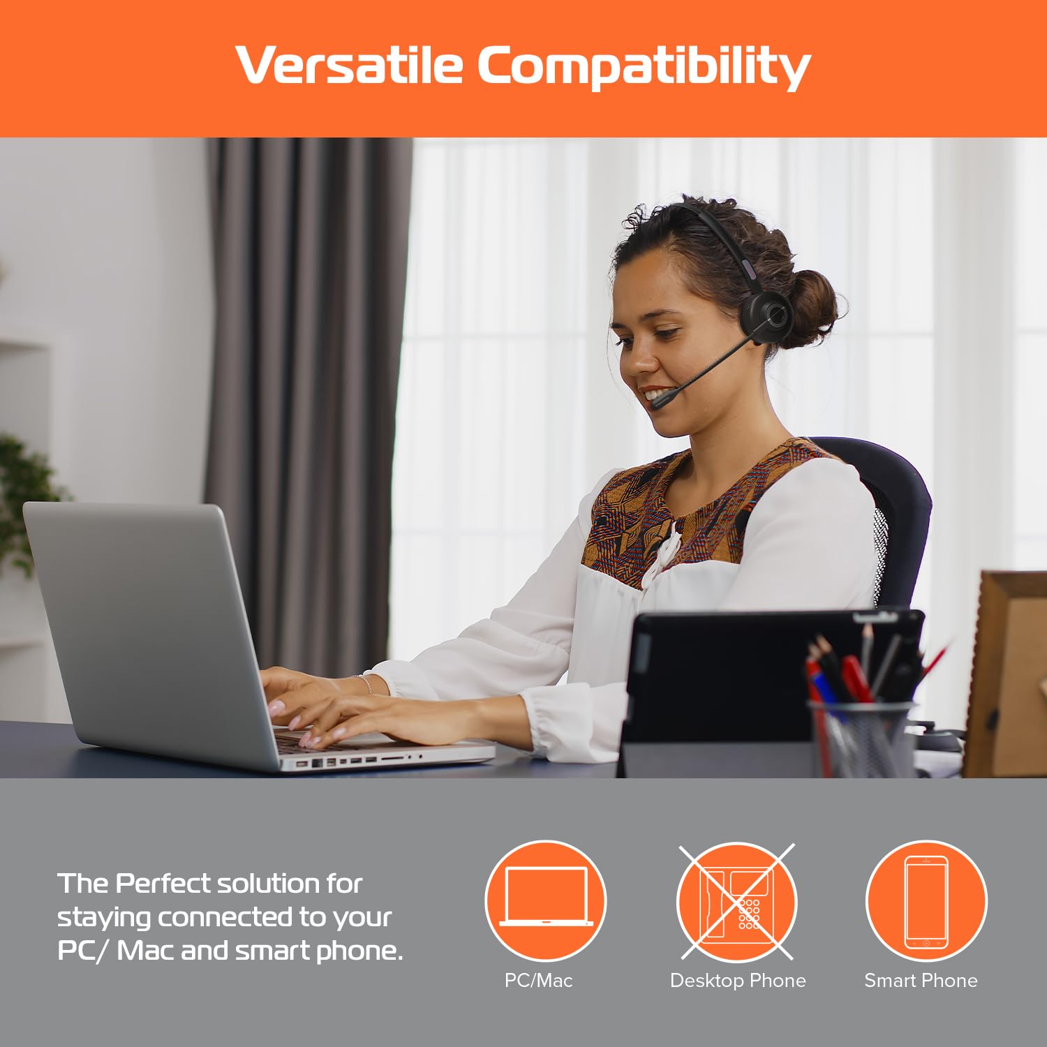 Spracht ZUMBT Zum BT Wireless Bluetooth Headset for Mobile Office - Hands-Free Calls, Music Streaming & Online Meetings