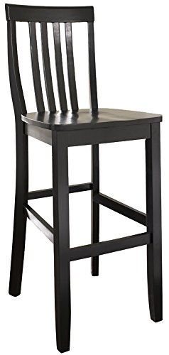 Crosley Schoolhouse Bar Stool Set of 2 - 30 Inch Black Bar Height Stools for Kitchen Island, Breakfast Nook & Home Bar