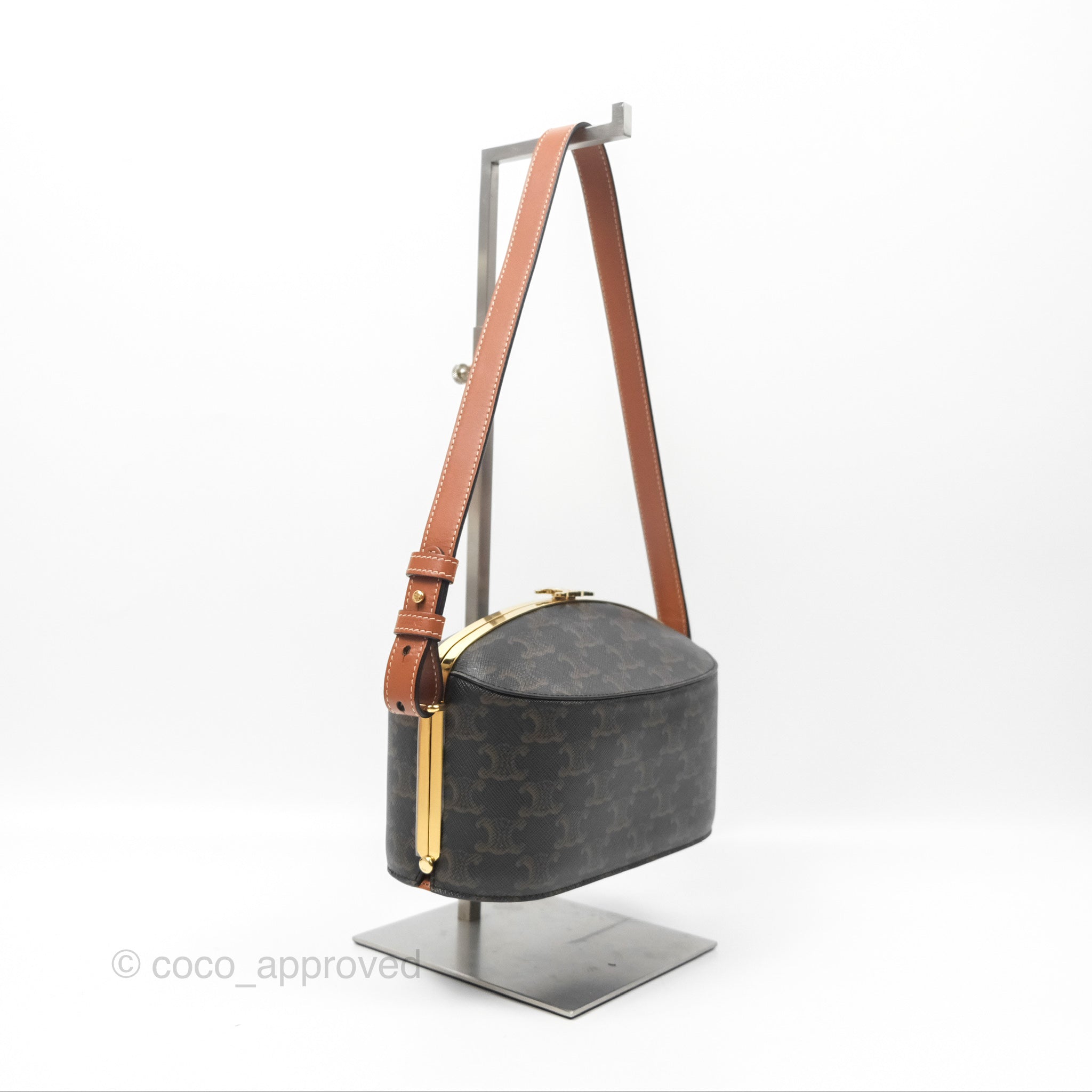 Celine Triomphe Canvas Lunch Box Bag in Tan - Stylish & Compact Handbag for Women, Perfect for Work, Travel, and Everyday Use