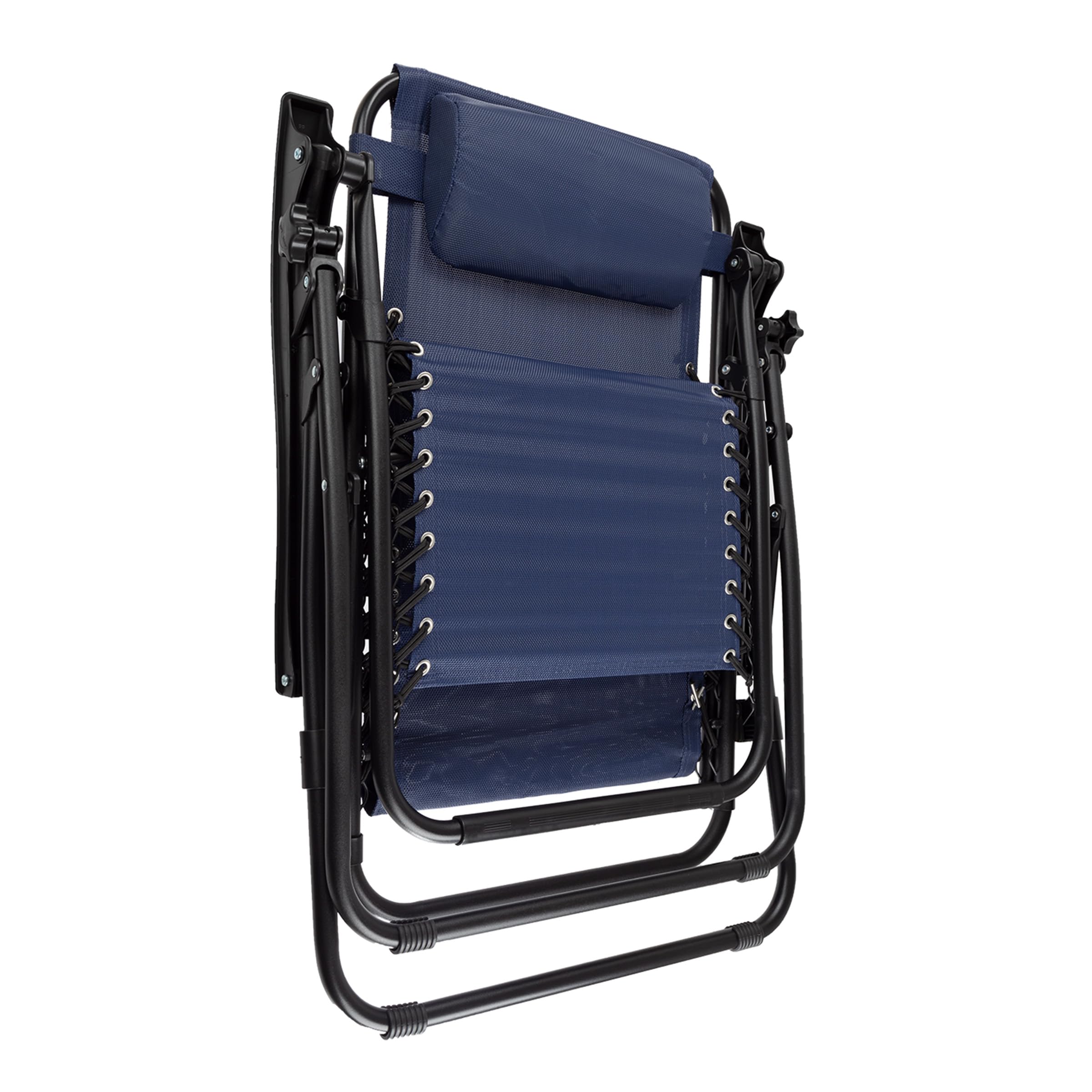 **Lavish Home Zero Gravity Recliner Chairs - Set of 2 Outdoor Lounge Chairs with Side Tables, 2 Cup Holders, Phone & Tablet Holder, Pillow Included (Navy) - Perfect for Patio, Poolside, Camping & Backyard Relaxation**