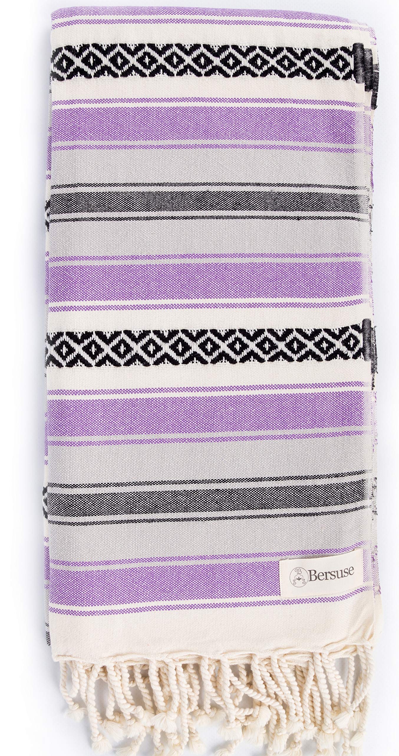 Premium 100% Cotton Turkish Peshtemal Beach Towels - Ultra Absorbent & Quick Dry, 35x71 Inches, Purple (Set of 6) - Perfect for Beach, Pool, Yoga & Travel