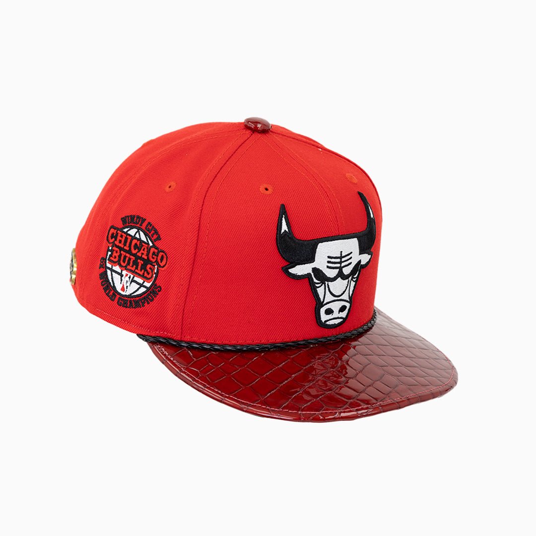 Breyer's Buck 50 Chicago Bulls NBA Snapback Hat with Genuine Leather Visor - Perfect for Basketball Games, Streetwear Fashion, and Sports Fans