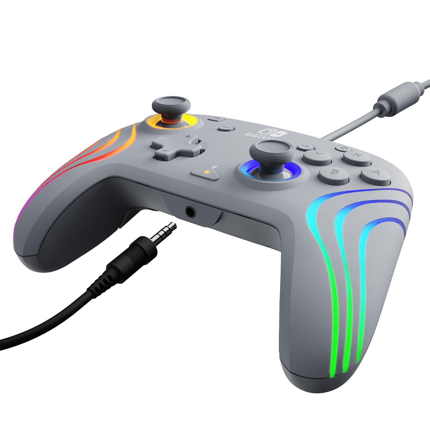 Nintendo Switch Grey Afterglow Wave Wired Controller - Ergonomic Gamepad for Enhanced Gaming Experience on Switch, PC & TV - Perfect for Multiplayer, Racing & Action Games
