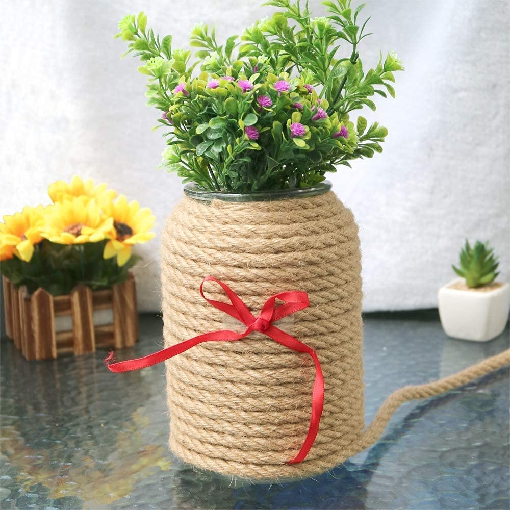 10mm Heavy-Duty Natural Jute Rope - 10ft Strong Hemp Cord for DIY Crafts, Hammocks, Climbing Gym, Dock Railings, Chair Repair & Garden Decor | Indoor/Outdoor Use for Home, Camping & Marine Applications