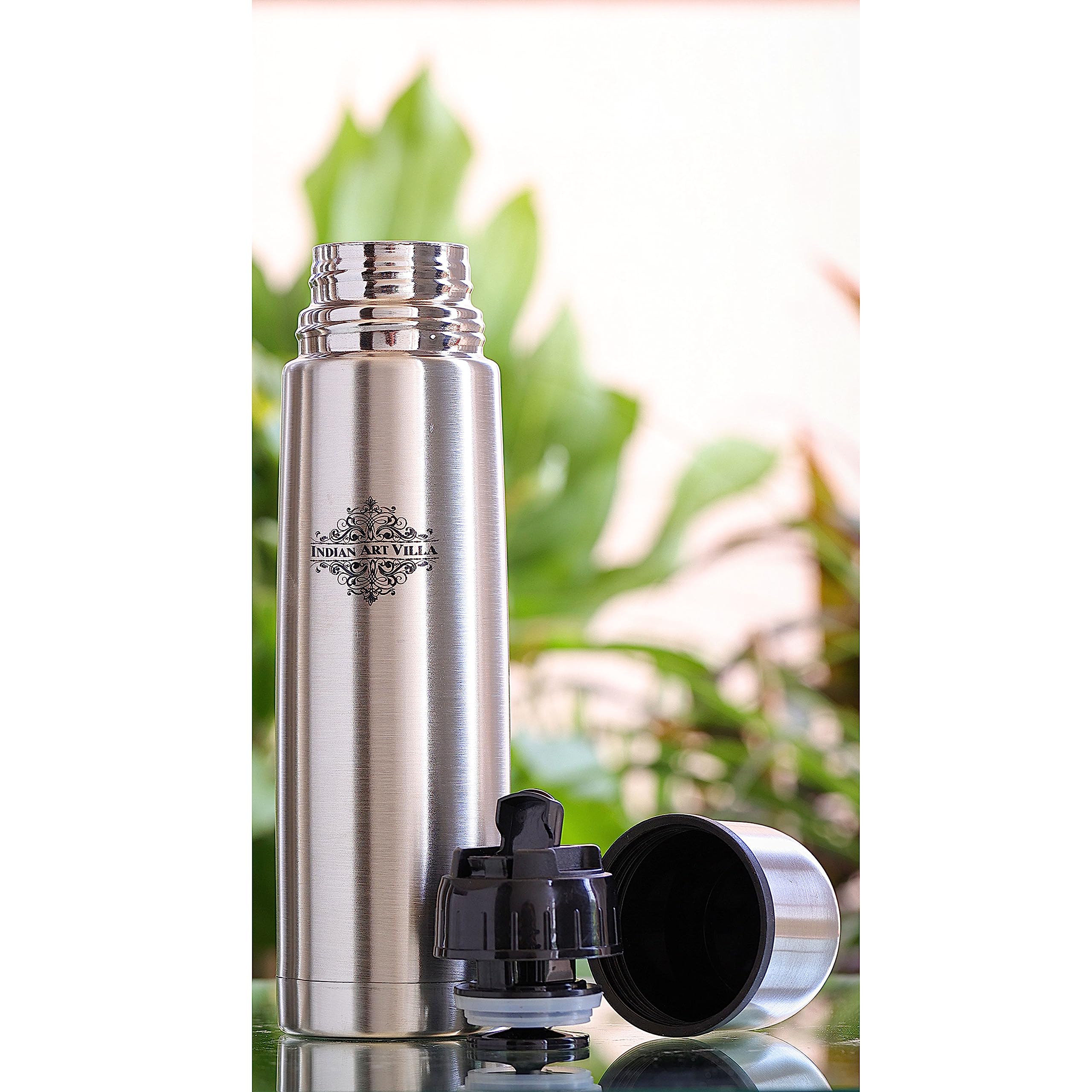 Premium Vacuum Insulated Stainless Steel Water Bottle with Flip Lid - 500ml Thermos Flask for Hot & Cold Drinks - Silver with Ergonomic Handle - Perfect for Hiking, Gym, Office & Travel