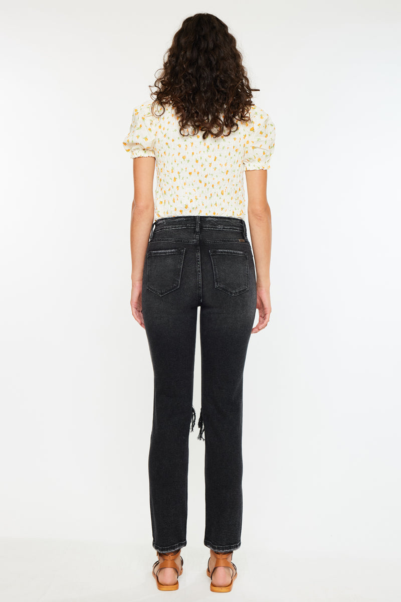 Norrine High Rise Slim Straight Leg Jeans for Women - Stretchy Denim Pants with Comfortable Fit - Perfect for Work, Casual Outfits & Everyday Wear