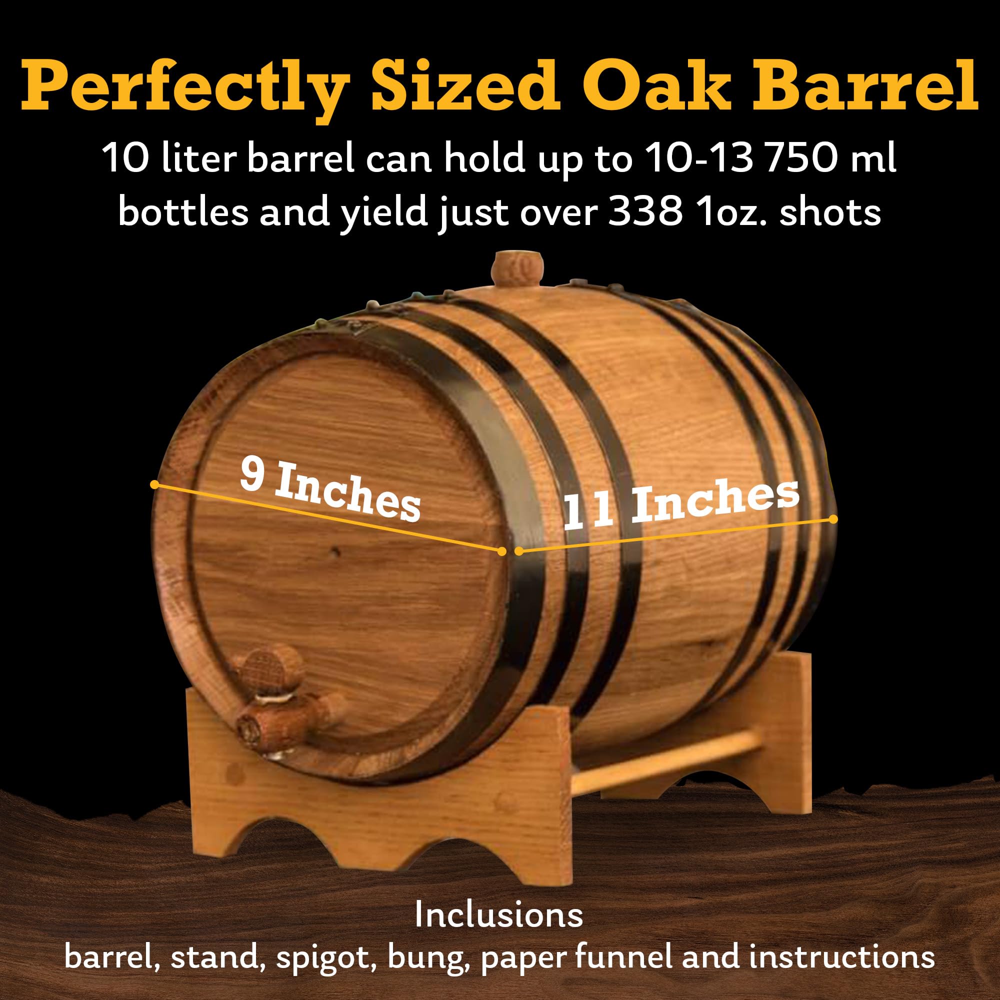 Custom Engraved 10 Liter Oak Barrel for Aging Whiskey, Rum, Tequila & Wine - Charred American Oak Barrel for Home Distilling & Personalized Gifts - Perfect for Whiskey Lovers & Home Brewing Enthusiasts