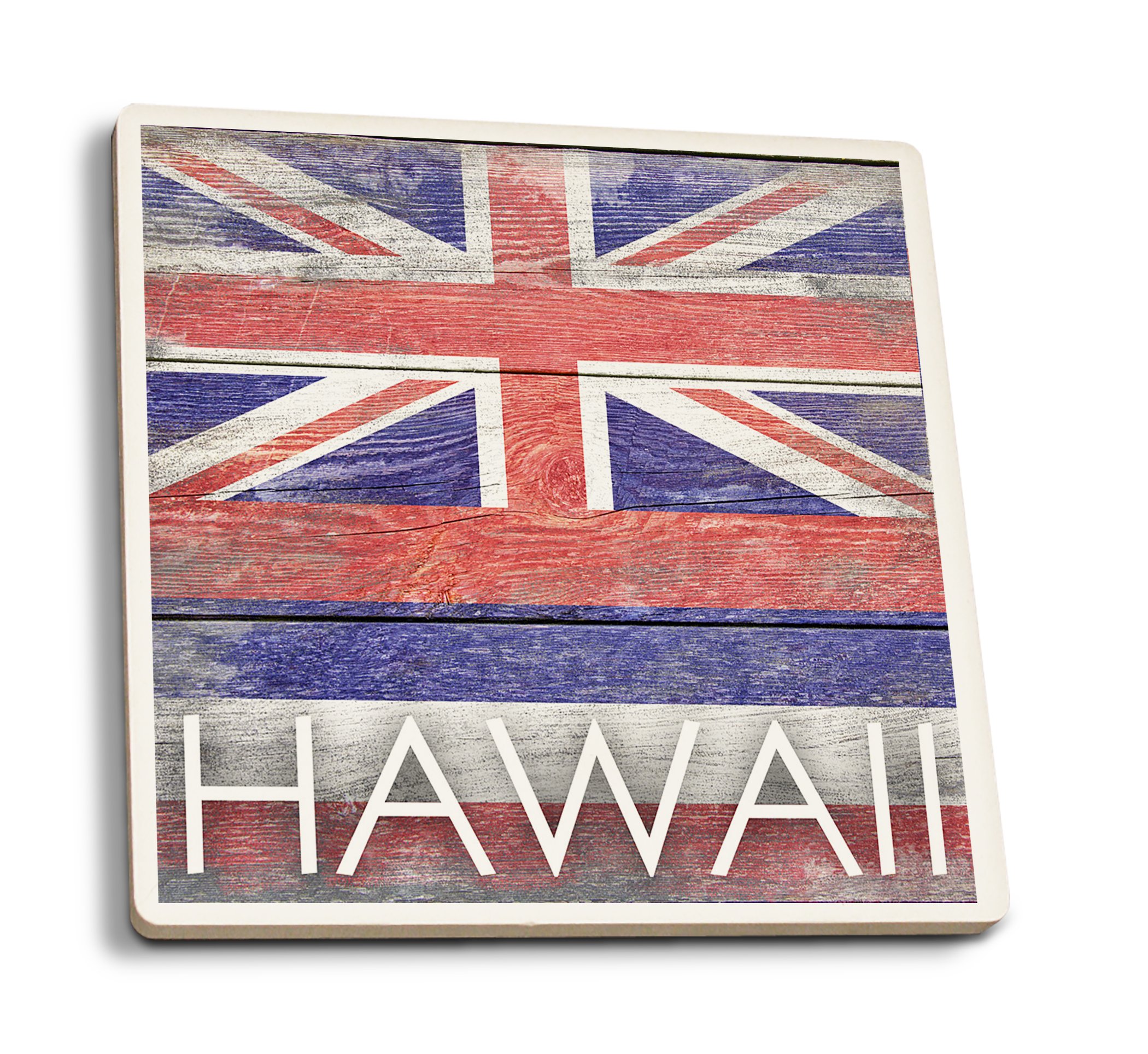 Rustic Hawaii State Flag Ceramic Coasters Set of 4 - Absorbent Cork Backed Coasters for Drinks, Perfect for Kitchen, Dining Table, and Home Decor - Hawaiian Themed Gift Idea for Housewarming or Party
