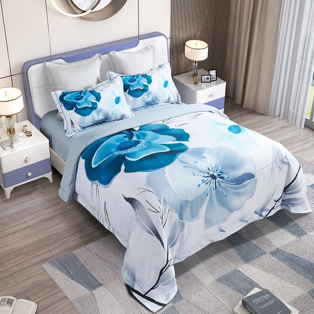 Julieta Floral Quilt Cover Set King Size - Luxury 100% Cotton Bedding Set with Vibrant Floral Design, Perfect for Master Bedroom & Guest Room Decor