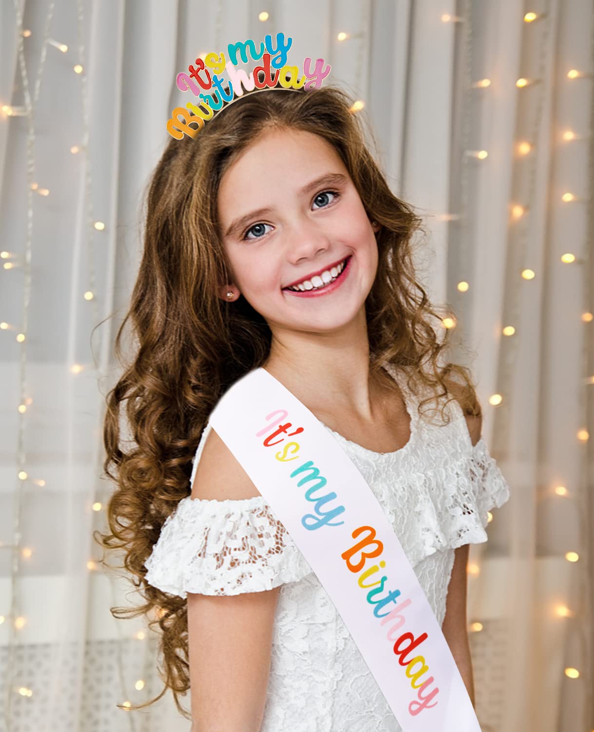 Girls Birthday Crown Set - Cute Birthday Tiara & Sash for Women, Sparkly Birthday Headband Decorations - Perfect Birthday Party Gifts for Women, Girls, Princess Theme Celebrations