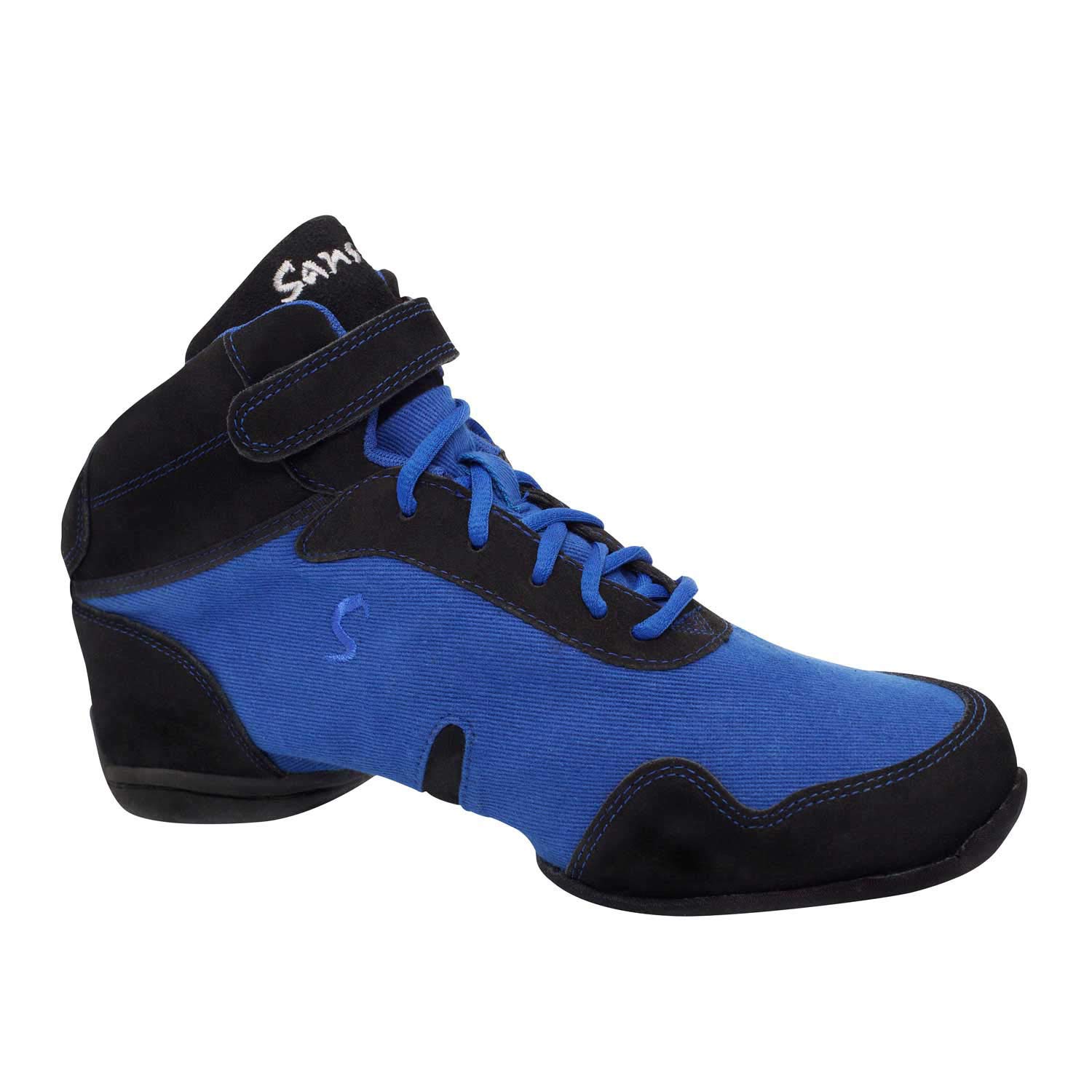Sansha Skazz Women's Dance Sneakers - Canvas Suede TPR Split-Sole BOOMELIGHT for Ballet, Jazz & Studio Practice - Comfortable Black/Blue Dance Shoes Size 5.5 - Perfect for Dance Classes, Performances & Fitness Workouts