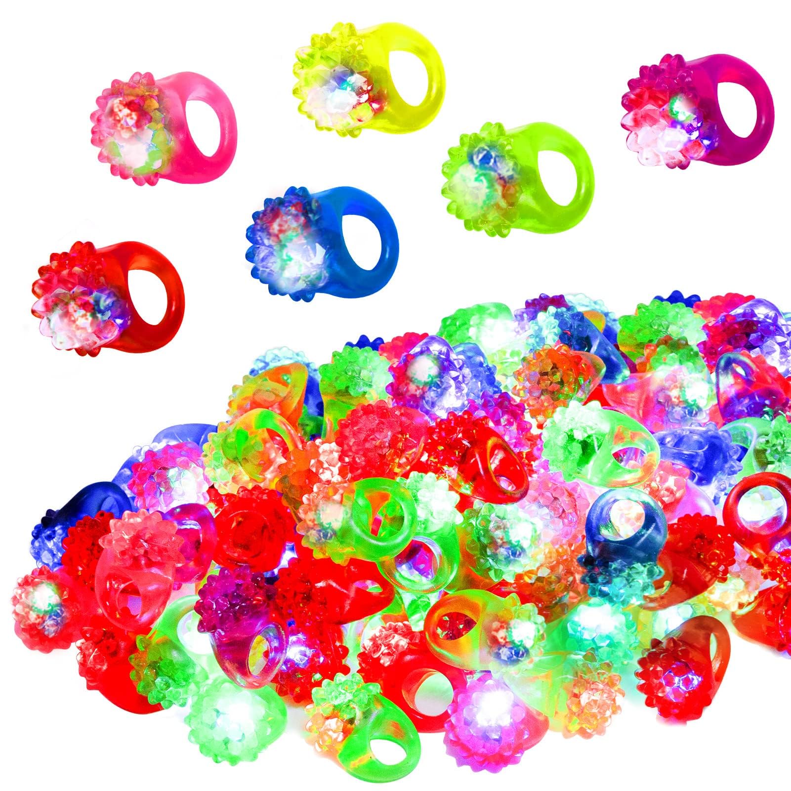 LED Light Up Ring - Colorful Flashing Finger Toy for Adults & Kids 3+ | Glow in the Dark Soft Jelly Blinking Rings | Perfect for Bachelorette Parties, Concerts, Raves & Night Events | Novelty Party Favors & Fun Gifts
