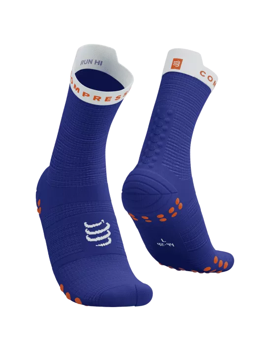 Compressport Pro Racing Socks v4.0 - Unisex High-Performance Running Socks in Dazzling Blue/White - Ideal for Marathon, Triathlon & Athletic Training