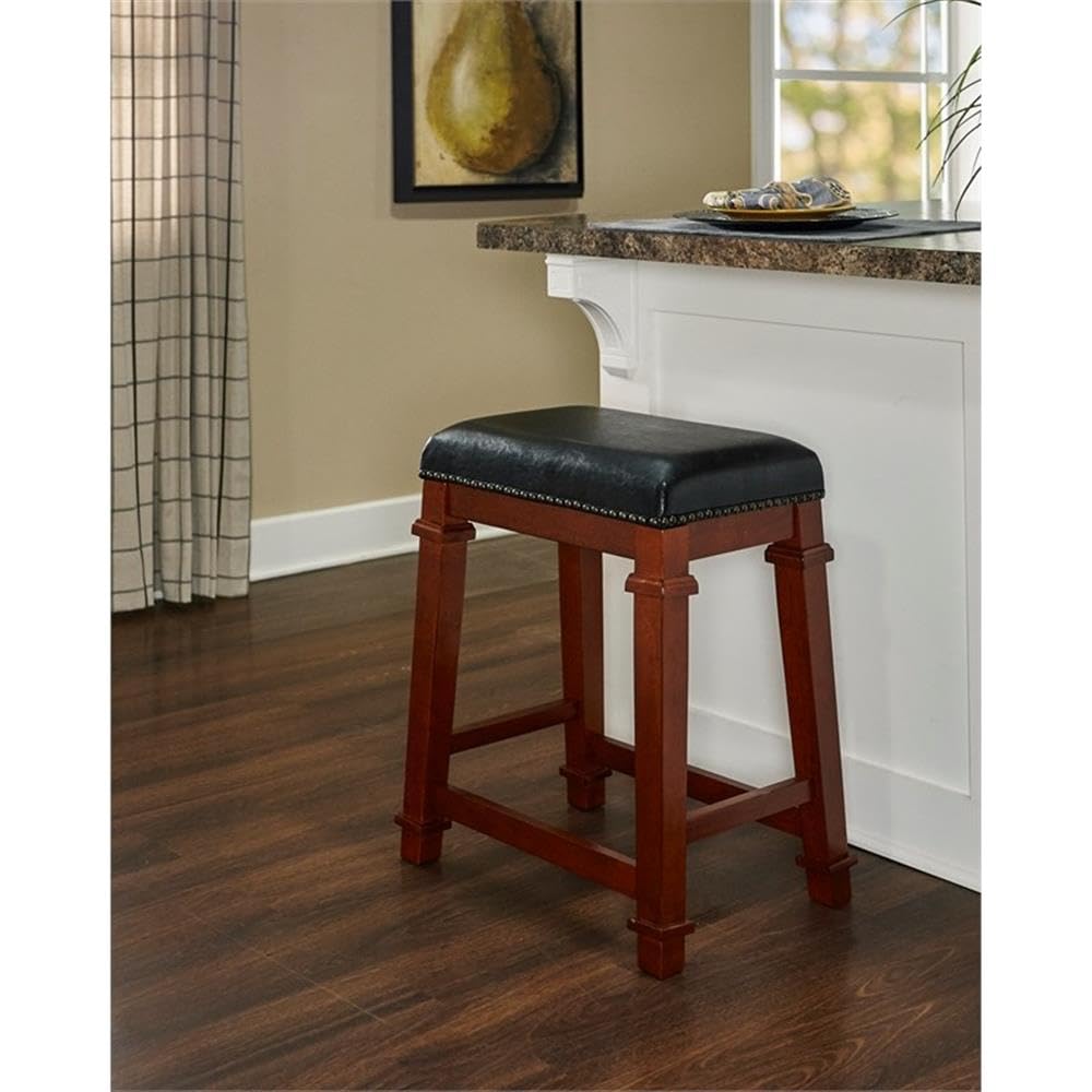 2-Piece Cherry Brown Wood Counter Stool Set 24