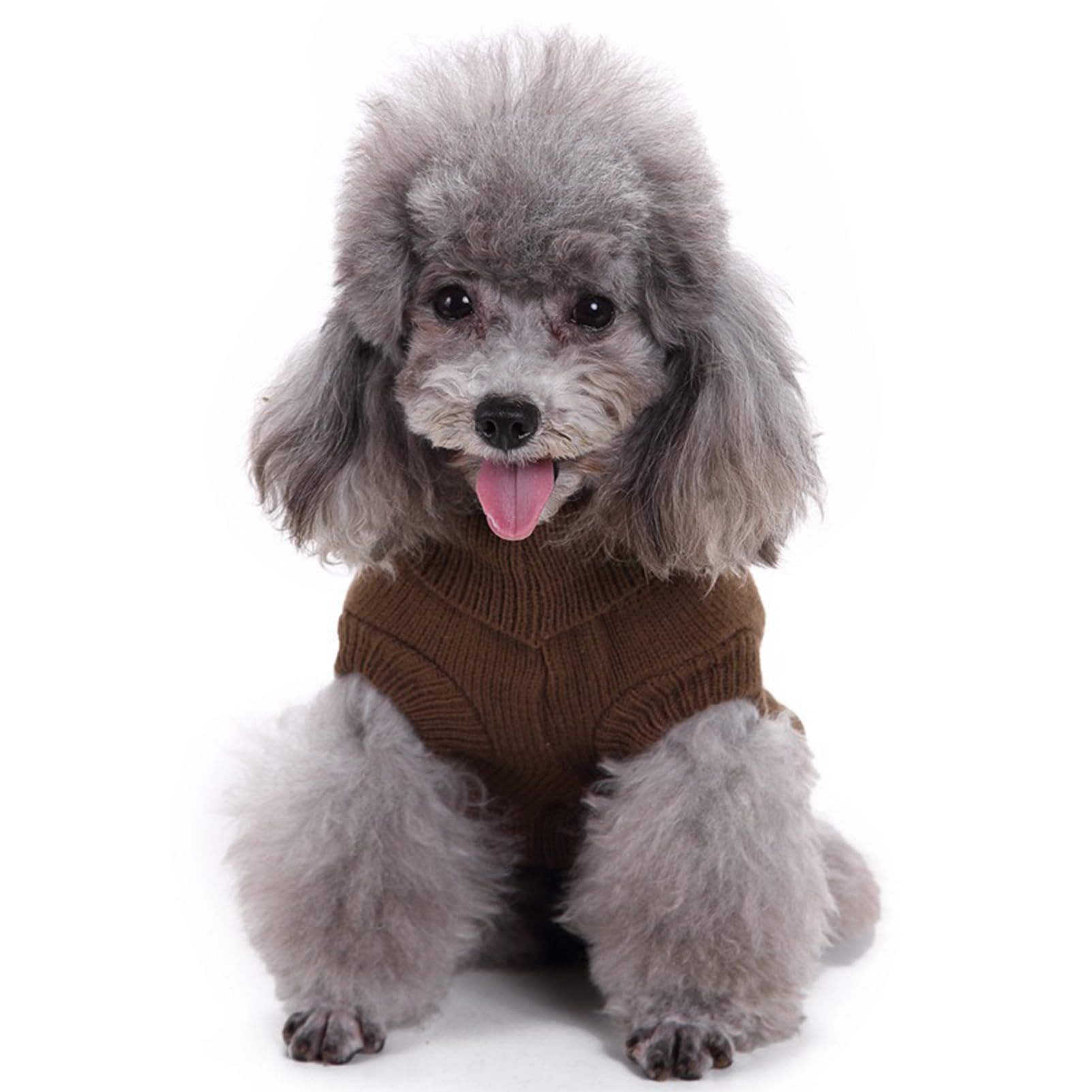 CHBORCHICEN Knitted Pet Sweater - Warm Winter Dog & Cat Clothes for Small Pets (Brown) - Cozy Indoor & Outdoor Wear