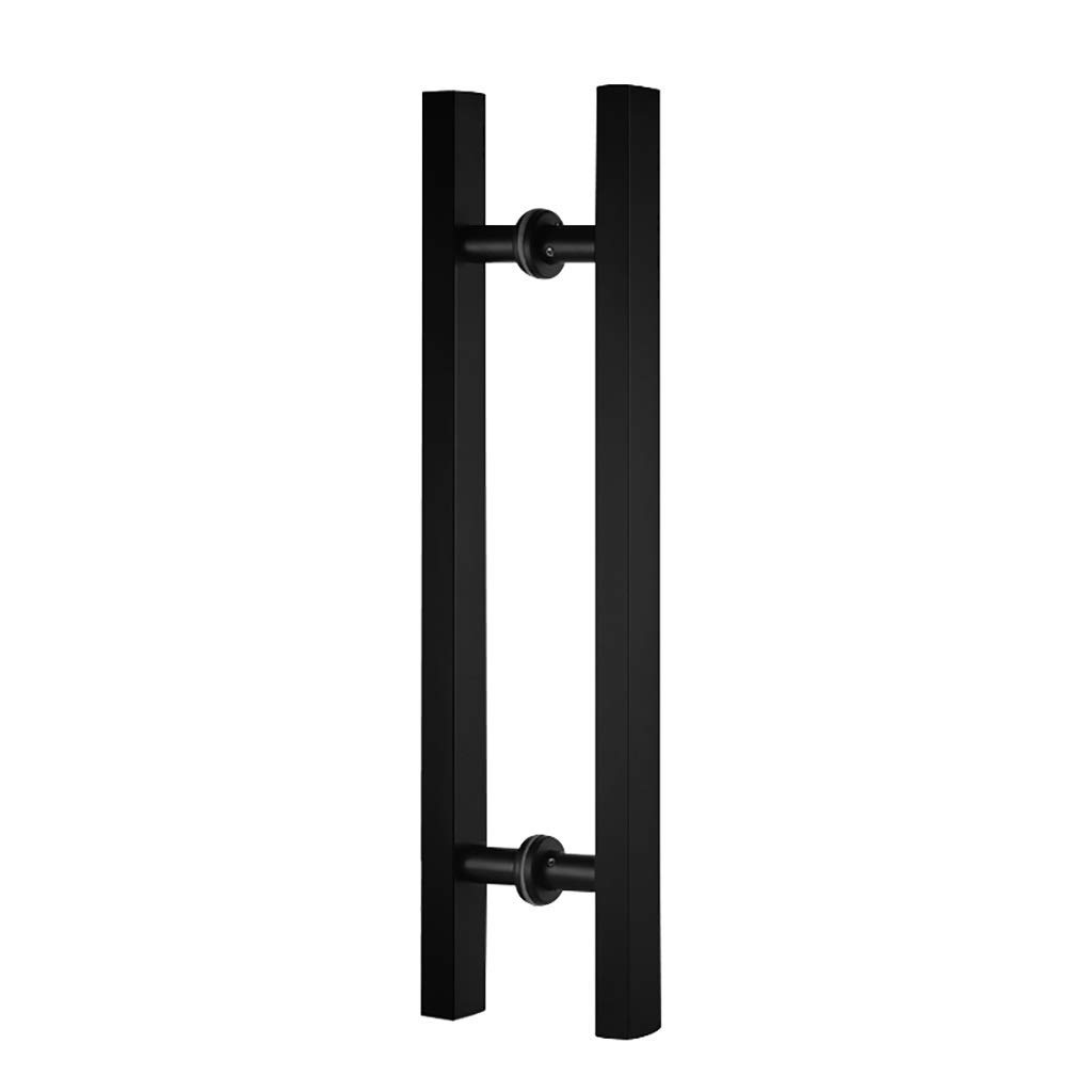 FMOGE Heavy Duty Stainless Steel Square Tube Push-Pull Door Handle - Commercial Grade Glass & Barn Door Pull Handle in Black/Silver - 6 Size Options (600x400mm) - Perfect for Office, Restaurant, and Modern Home Entry Doors