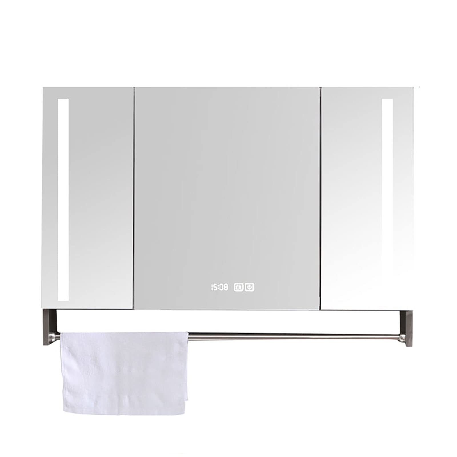 Stainless Steel Wall-Mounted Smart Medicine Cabinet with LED Adjustable Light - Modern Bathroom Storage Mirror for Vanity, Shaving & Makeup Organization