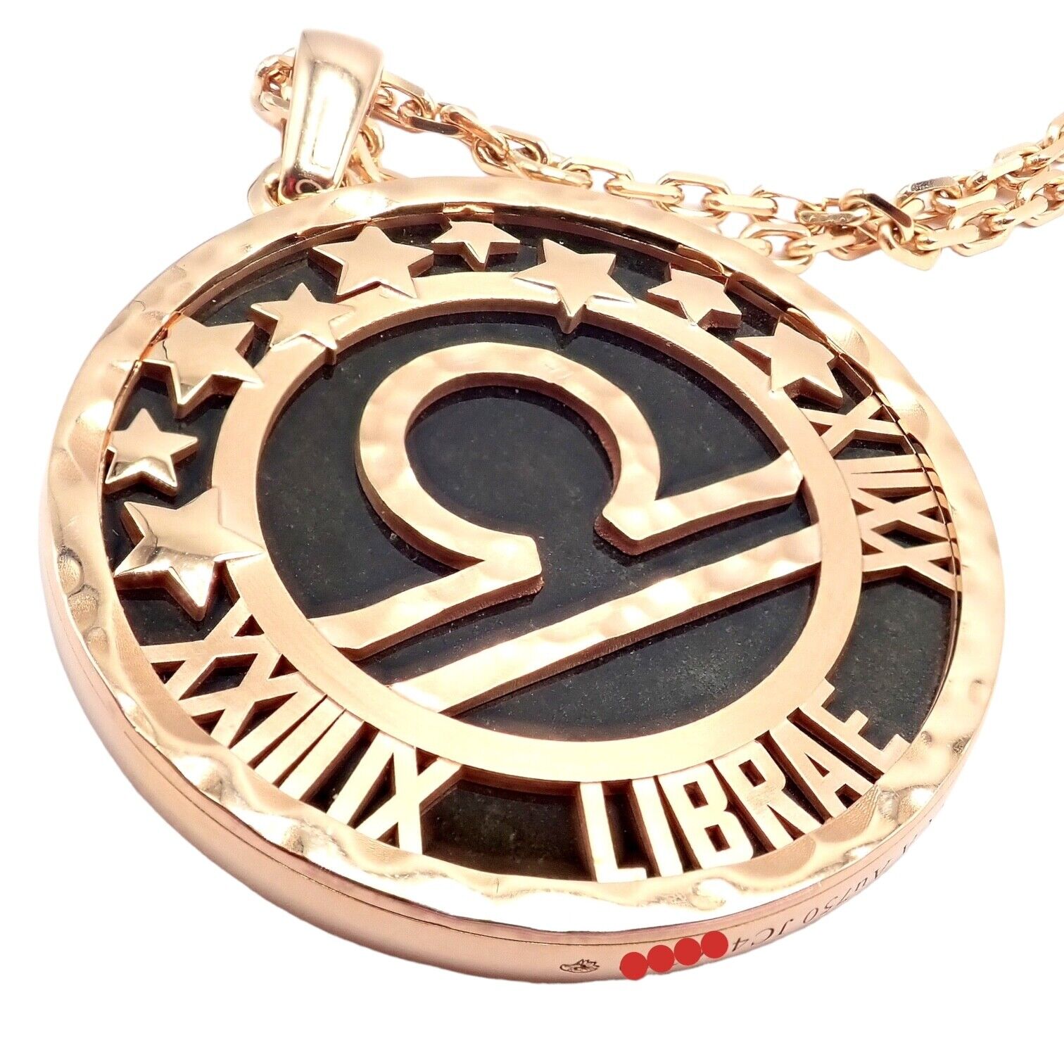 Van Cleef & Arpels 18K Rose Gold Libra Zodiac Pendant Necklace with Black Obsidian - Certified Luxury Jewelry for Women, Perfect Gift for Birthday & Anniversary
