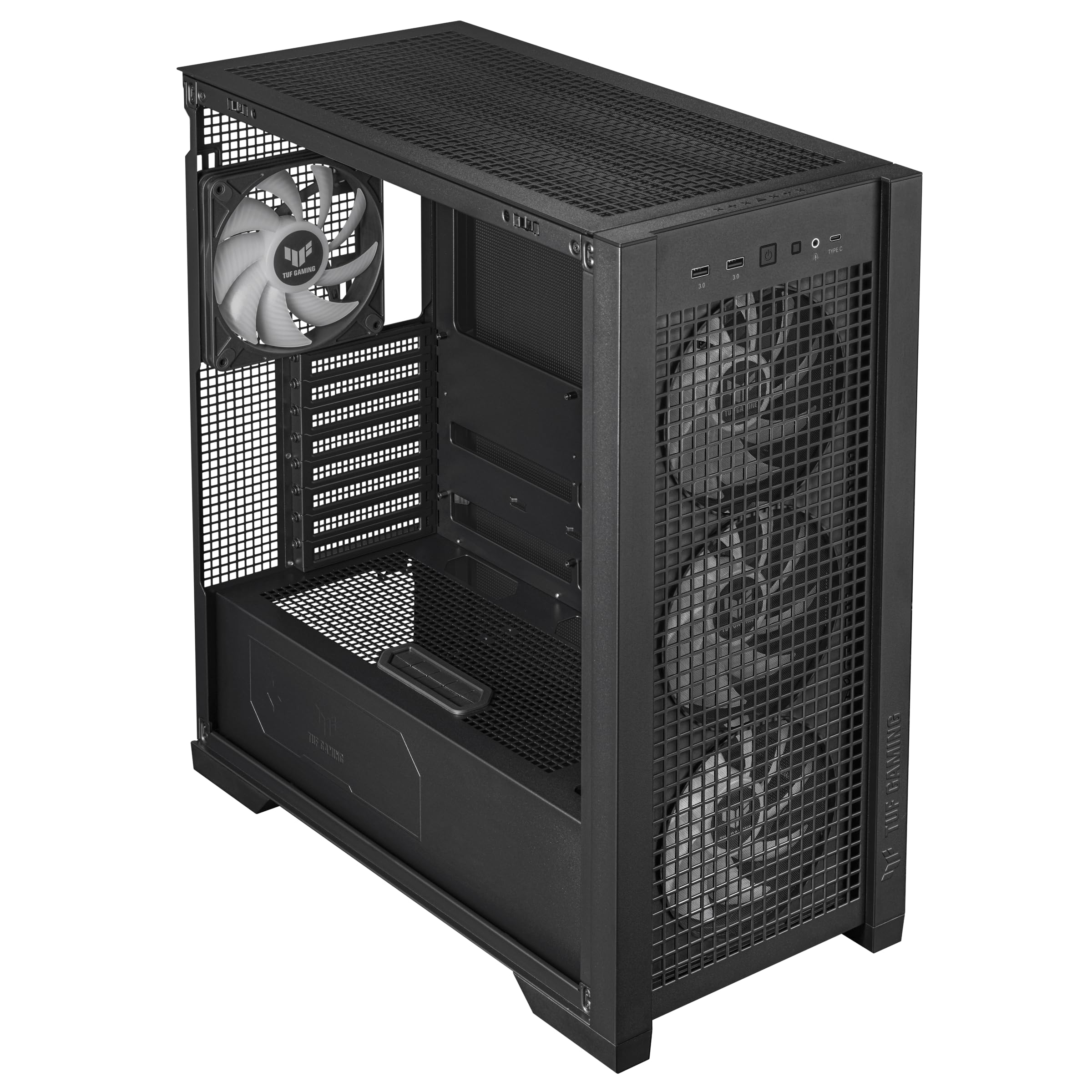 ASUS TUF Gaming GT302 ARGB ATX Mid-Tower PC Case with 4x140mm ARGB Fans - High Airflow & Static Pressure, Interchangeable Side Panel, Detachable Top Panel, Hidden-Connector MB Support - Perfect for Gaming Rigs & High-Performance PC Builds