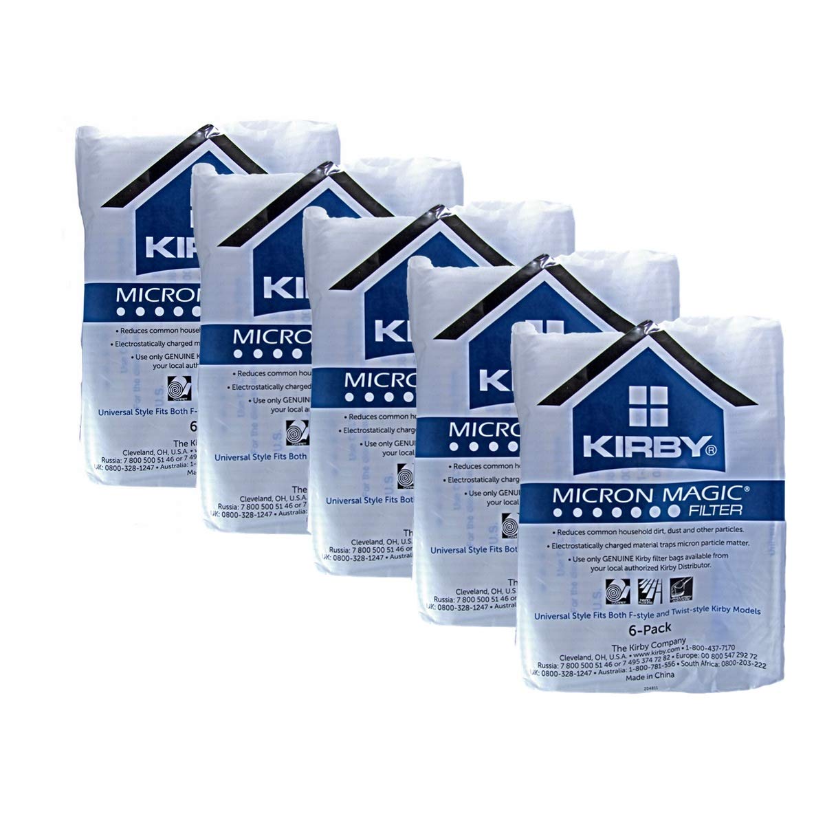 Genuine Kirby Universal HEPA White Cloth Bags - 5 Pack (30 Bags) #204811 - Compatible with Kirby Vacuums - Perfect for Home Cleaning & Allergen Reduction