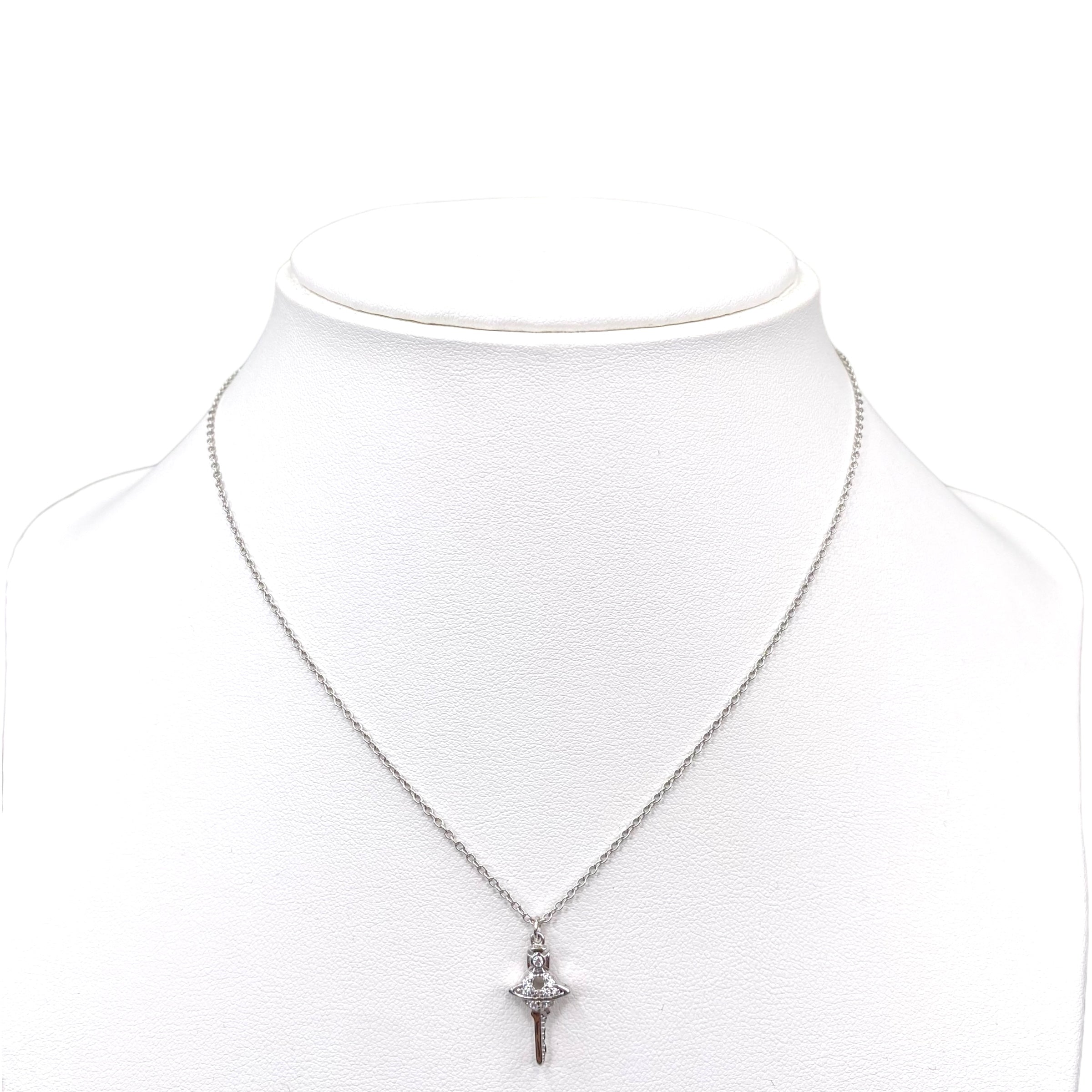 Vivienne Westwood Key Orb Silver Plated Necklace - Elegant Punk Jewelry for Women, Perfect for Parties, Dates & Everyday Wear