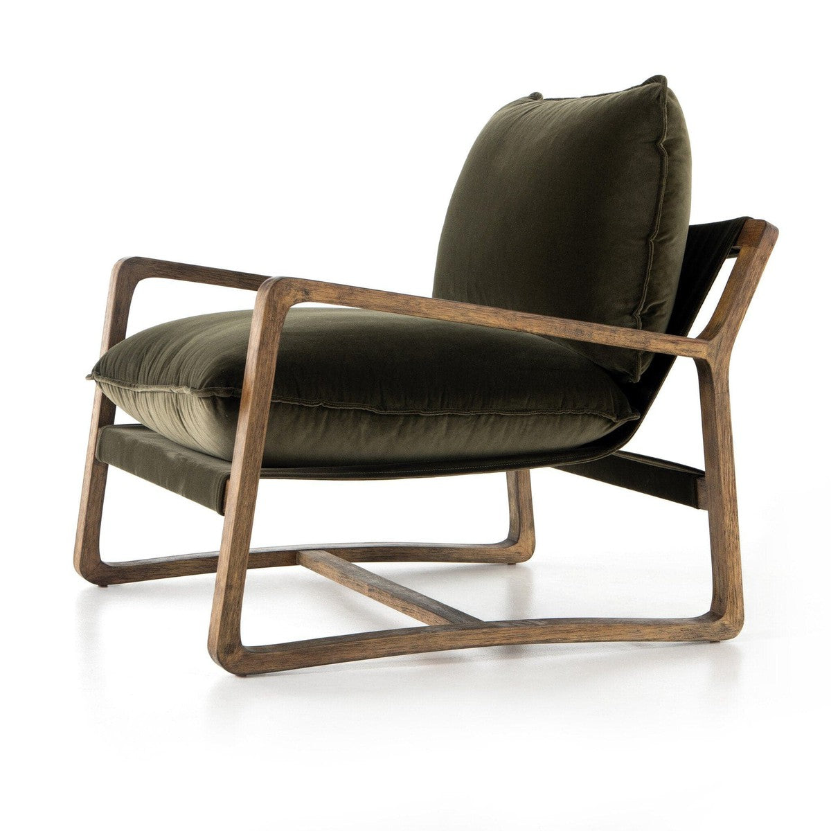 Aaron Chair Surrey Olive - Modern Accent Chair for Living Room, Bedroom, or Office - Comfortable Upholstered Armchair with Olive Green Fabric