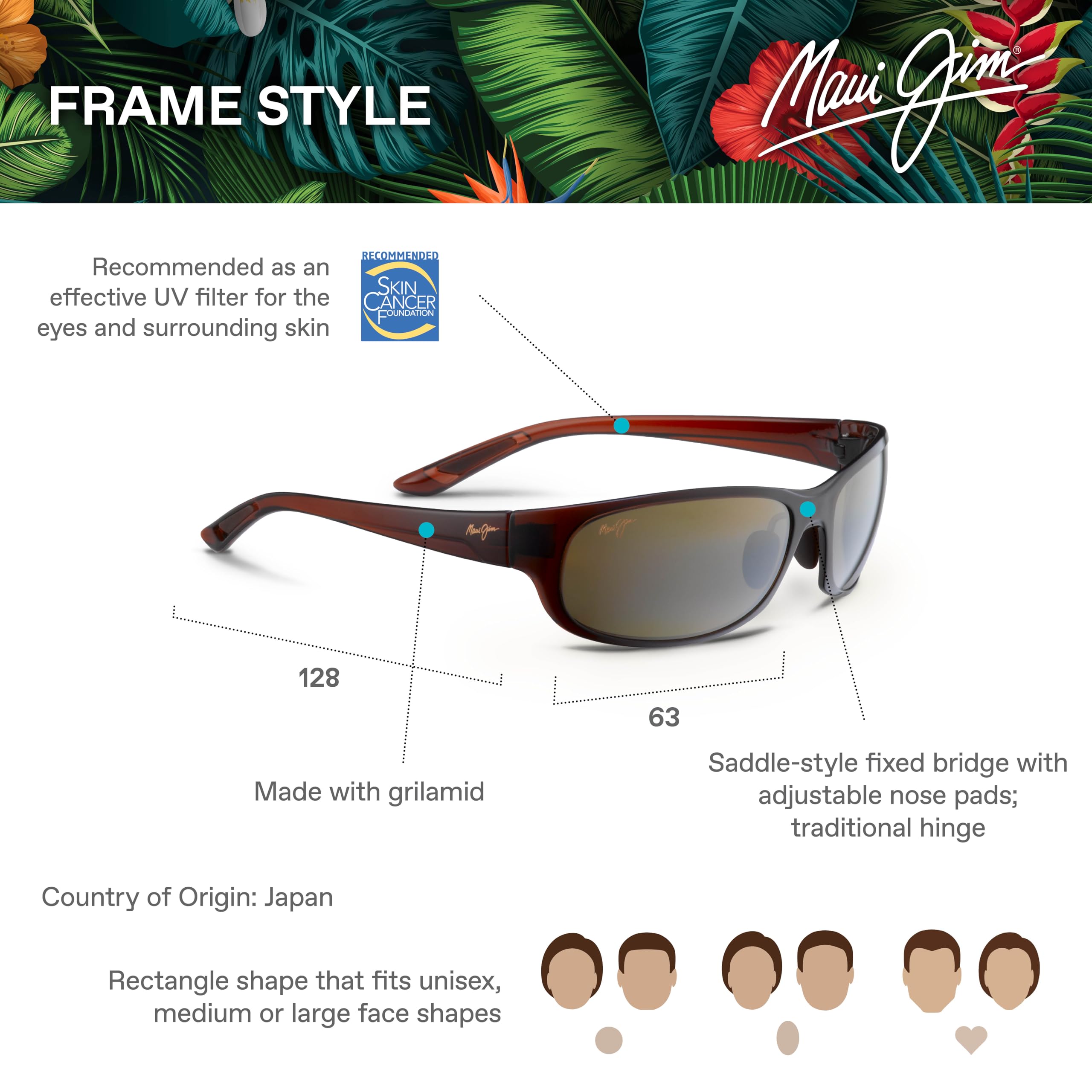 Maui Jim Twin Falls Polarized Wrap Sunglasses for Men & Women – UV Protection, Anti-Glare, Lightweight – Perfect for Reading, Driving, and Outdoor Activities