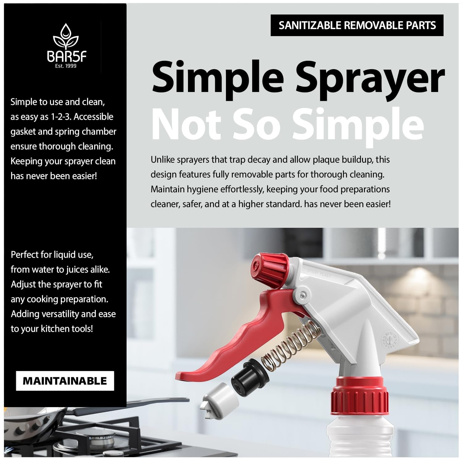 Bar5F 16-Ounce Food Grade Spray Bottle - Perfect for BBQ Grilling, Smoking, Baking & Meat Seasoning | Essential Grill Spritzer for Chefs, Butchers & Home Cooks | Ideal for Kitchen, Outdoor Cooking & Food Preparation