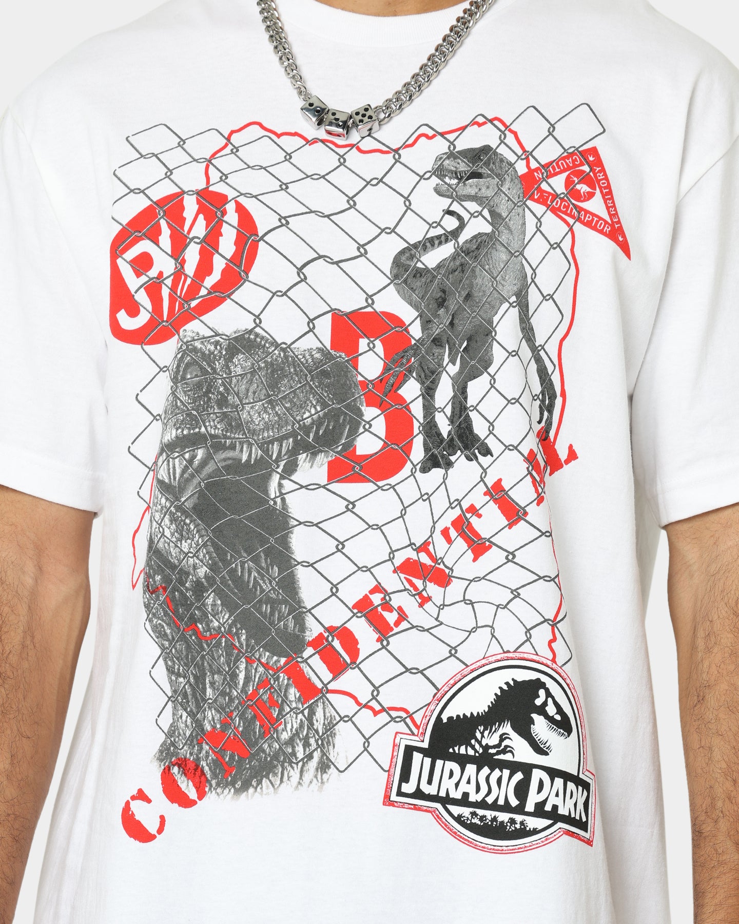 American Thrift Jurassic Park T-Shirt - White Cotton Tee for Men & Women - Perfect for Movie Nights, Cosplay, and Dinosaur Lovers