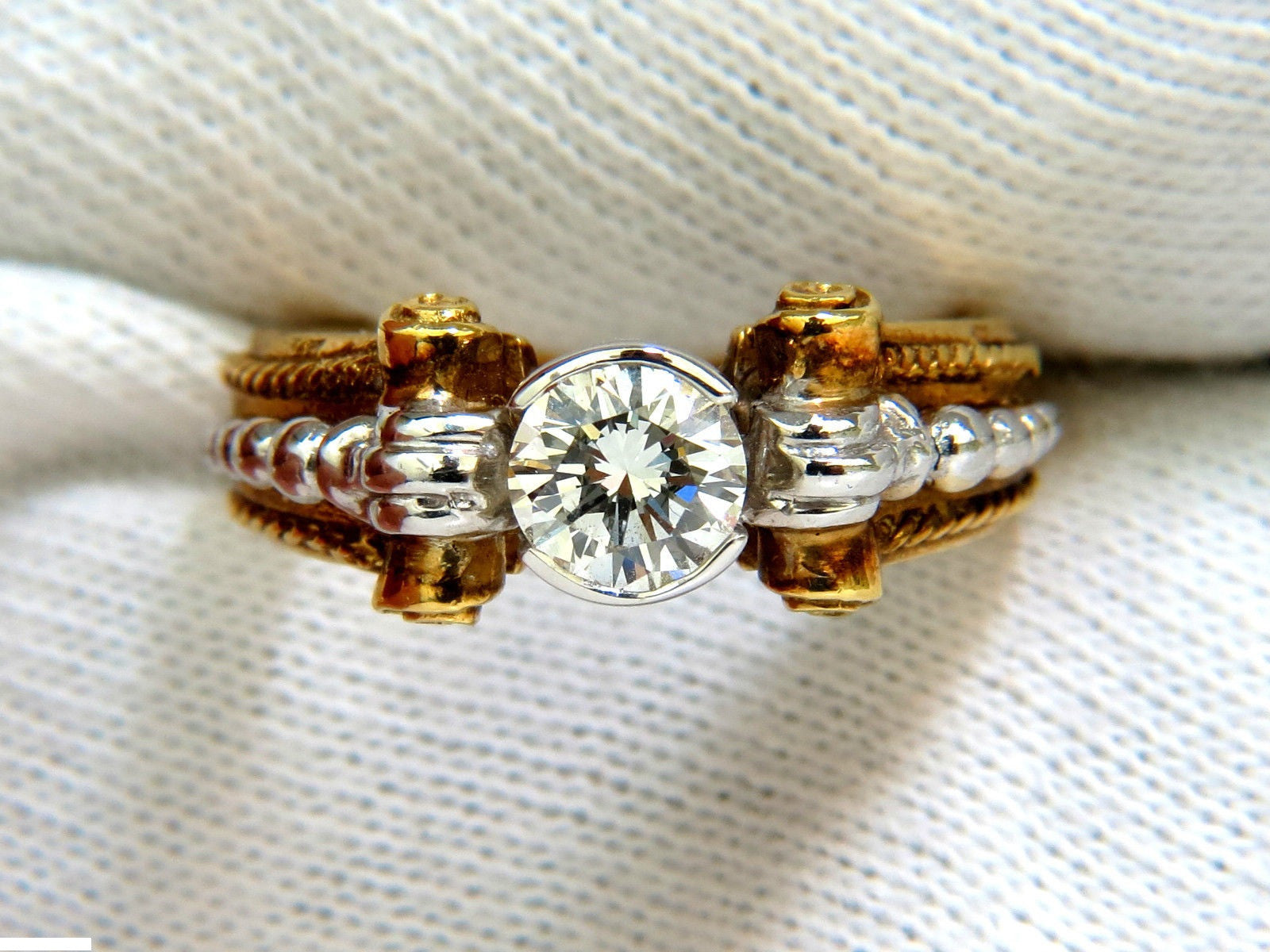 18KT .73CT Round Brilliant Diamond Ring with Venetian Prime Deco H/VS - Elegant Engagement, Wedding, or Anniversary Jewelry Gift for Women