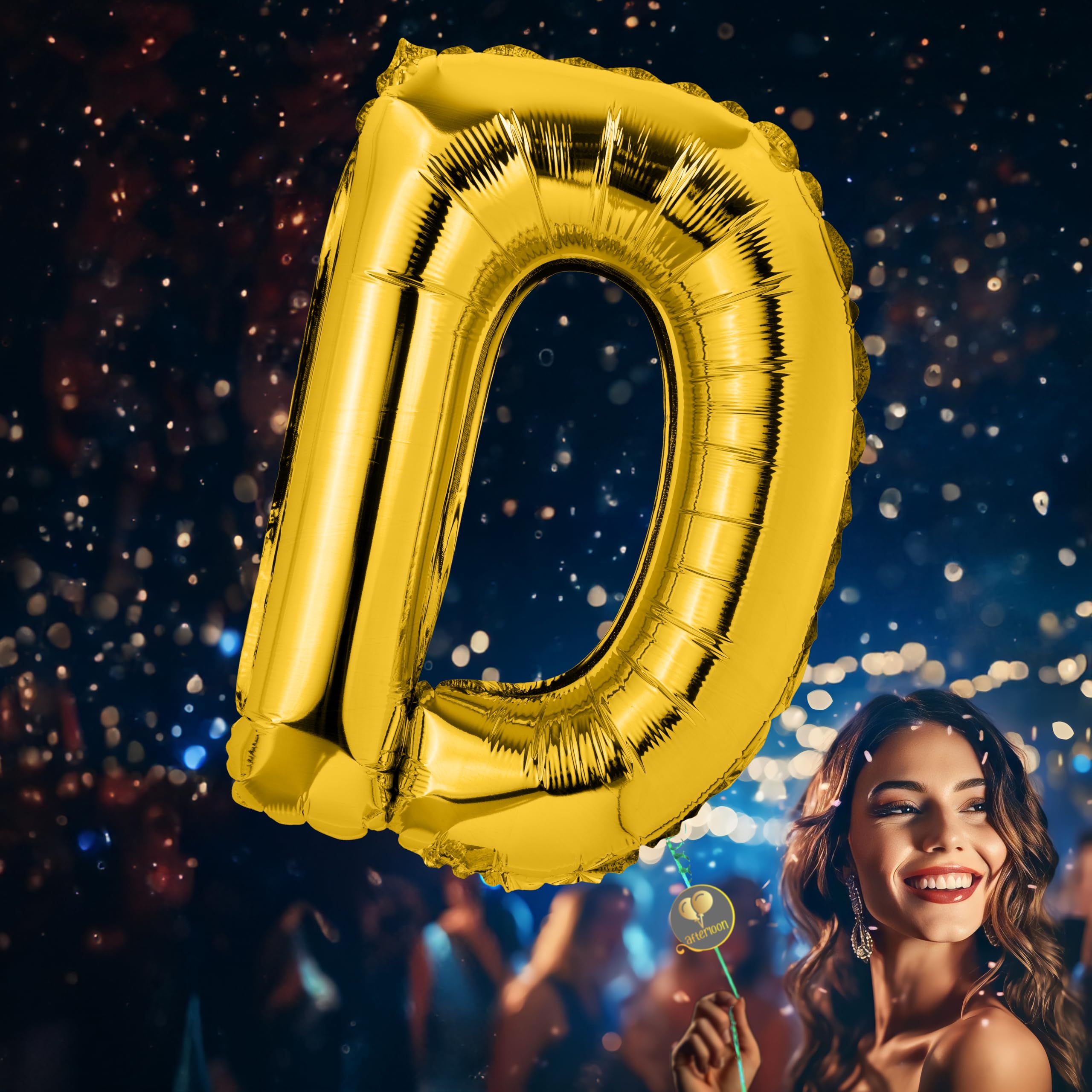 AFTERLOON® 42 Inch Giant Jumbo Helium Foil Mylar Alphabet Balloons - Letter D - Premium Quality Glossy Gold for Graduation, Anniversary, Wedding, Birthday Party Decorations - Perfect for Bridal Showers, Baby Showers & Celebration Backdrops
