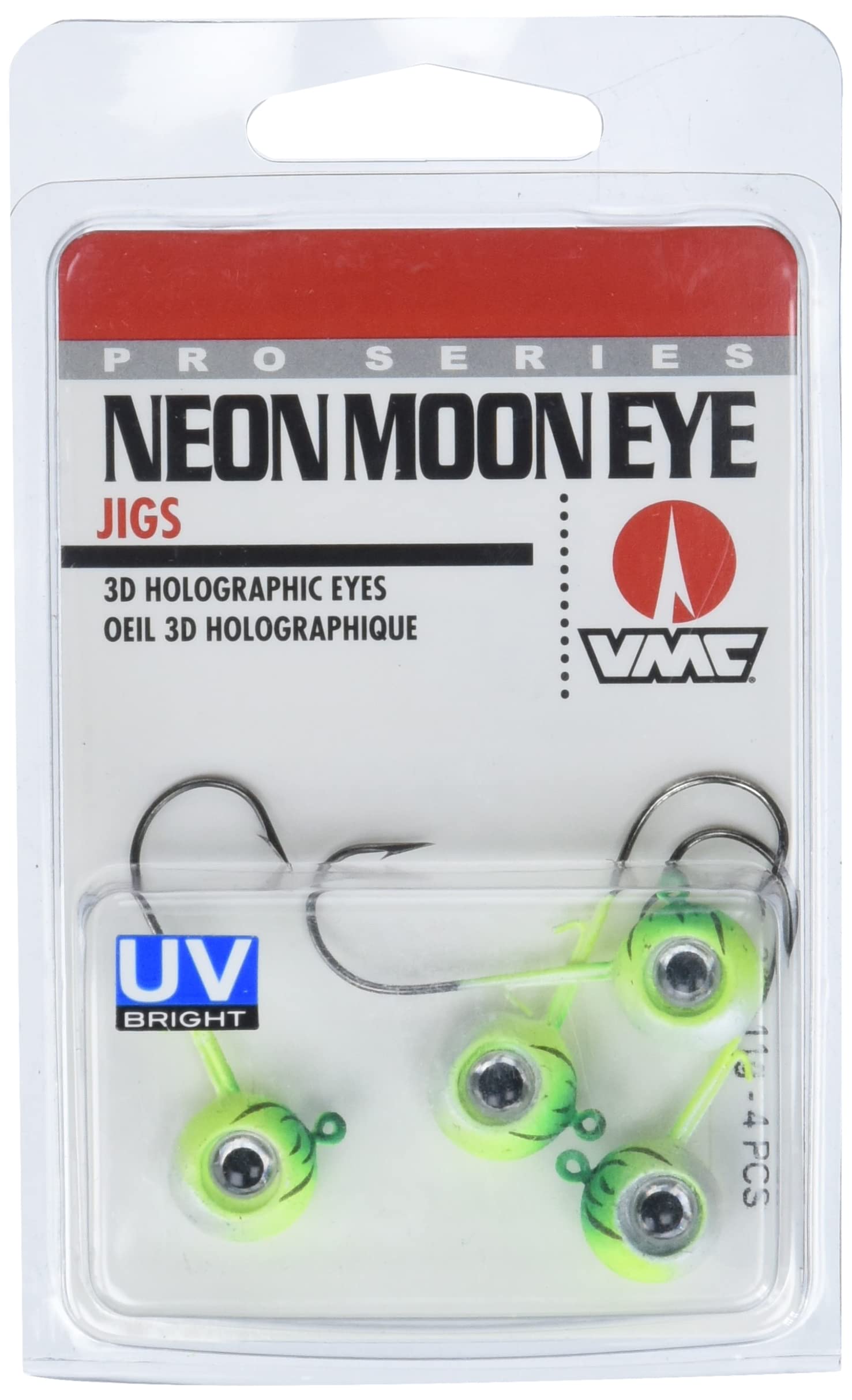 VMC Neon Moon Eye Jig 3/8 oz Green Fire UV - Premium Fishing Lure for Bass, Walleye, and Saltwater Fishing