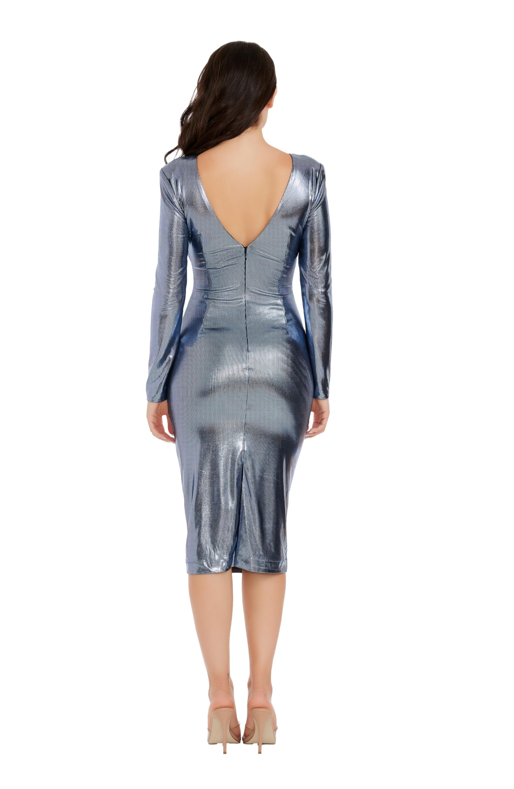 Dress the Population Women's Emilia Bodycon Midi Dress - Slim Fit Party Cocktail Dress for Night Out, Date Night & Special Occasions