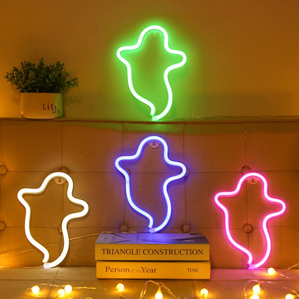 Uonlytech Blue Neon Signs Light - USB/Powered Hanging Night Light for Halloween Decor, Bedroom, Bar, Cafe & Party Decorations