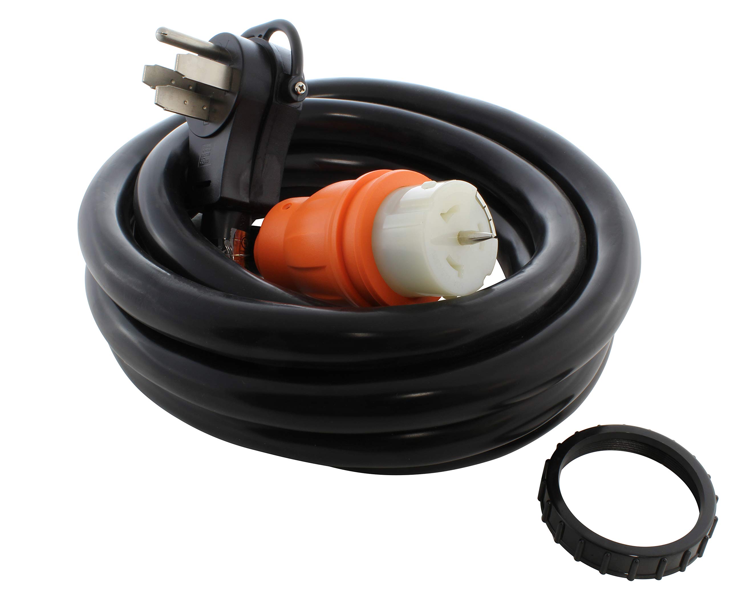 AC WORKS 50Amp Generator to Transfer Switch Inlet Box Adapter - 15FT 14-50P to CS6364 Power Cord for Emergency Backup & RV Power Hookup | Heavy Duty Outdoor Use