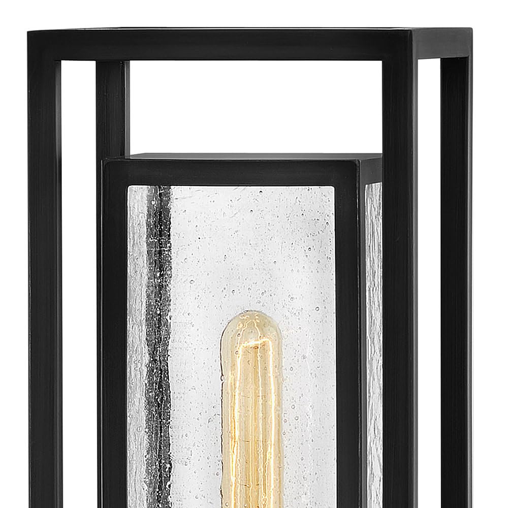 Hinkley Republic Medium Post Top or Pier Mount Lantern - LED Outdoor Light Fixture with Clear Seedy Glass Panes, Composite Material & Anti-Fading Black Finish - Perfect for Porch, Garden, Patio & Entryway Lighting