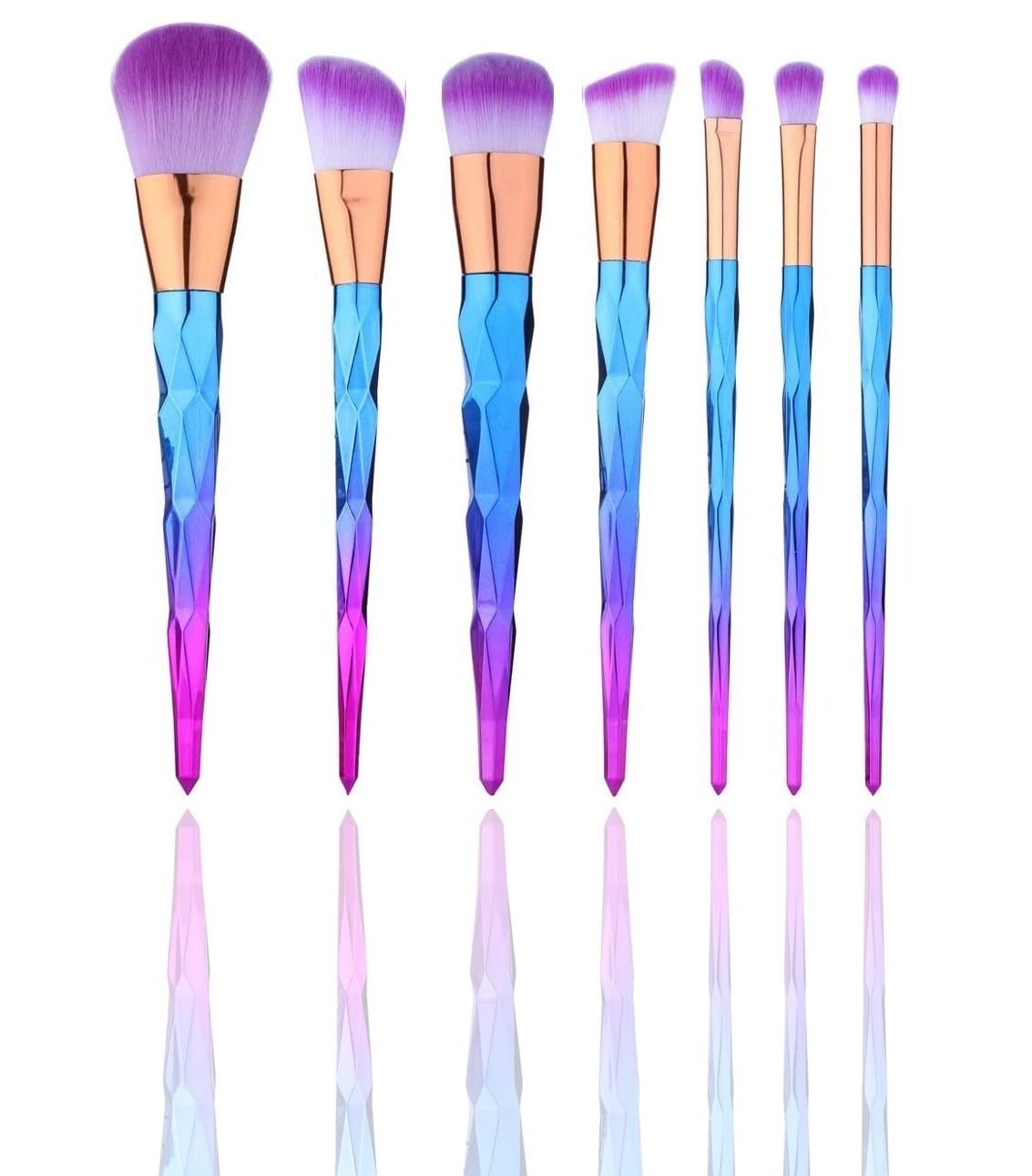 Premium 7-Piece Makeup Brush Set - Crystal Diamond Cut Synthetic Bristles for Foundation, Blending, Blush, Concealer, Eye & Lip Makeup | Complete Professional Makeup Kit for Powder, Liquid & Cream Cosmetics | Perfect for Everyday Makeup, Travel & Professional Makeup Artists