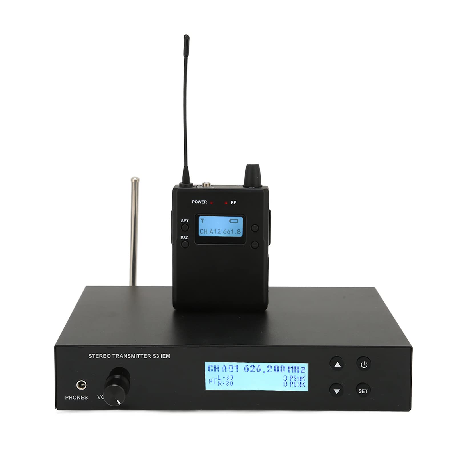 DPOFIRS Wireless In-Ear Monitor System with 3 Modes - Professional IEM for Band Singers & Musicians, 3.5mm Stereo Jack (Black) - Perfect for Live Performances, Studio Recording & Stage Monitoring