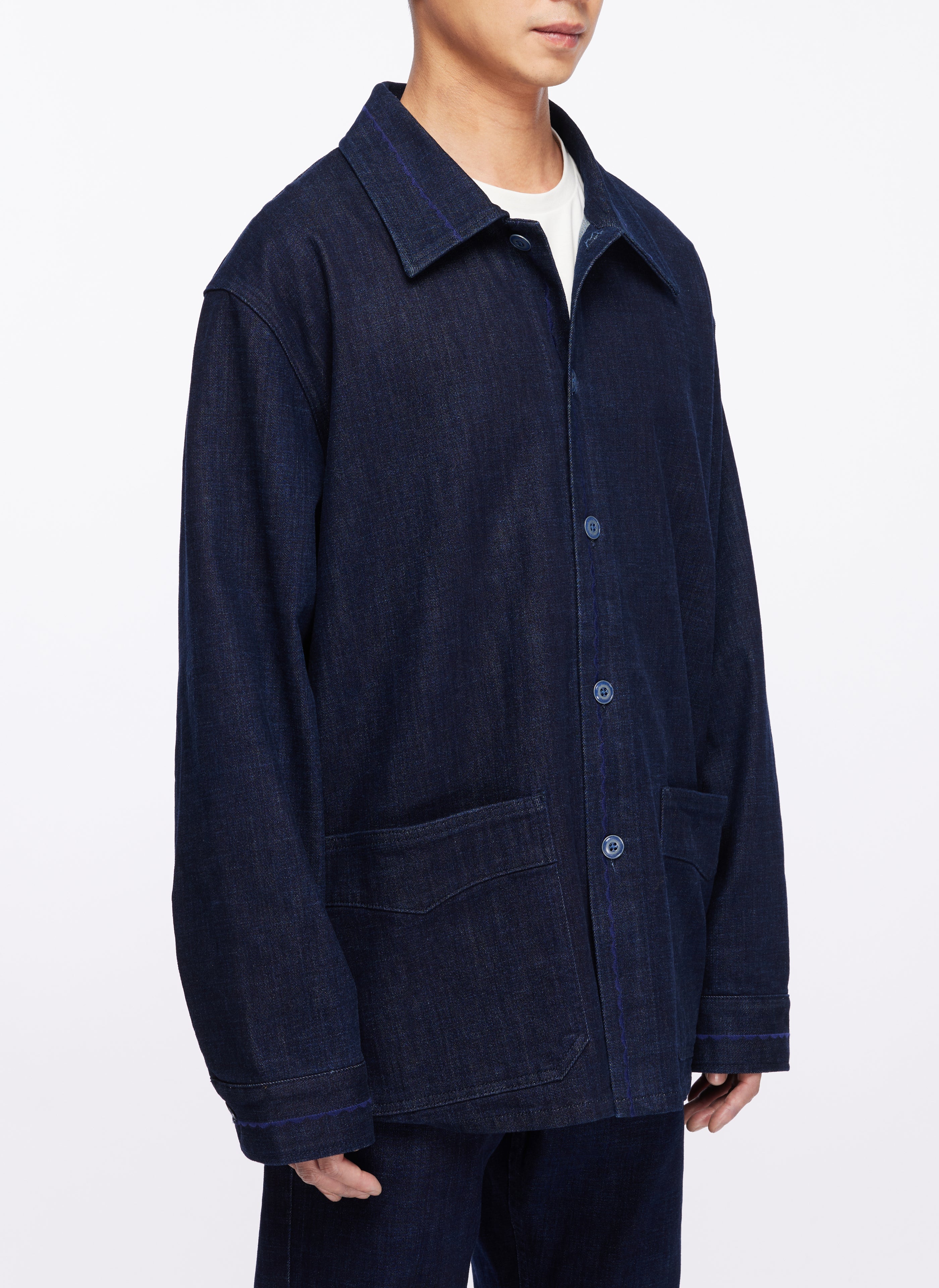 12.5oz Cotton Denim Work Jacket for Men - Durable & Comfortable Blue Denim Jacket for Outdoor Work, Construction, and Casual Wear