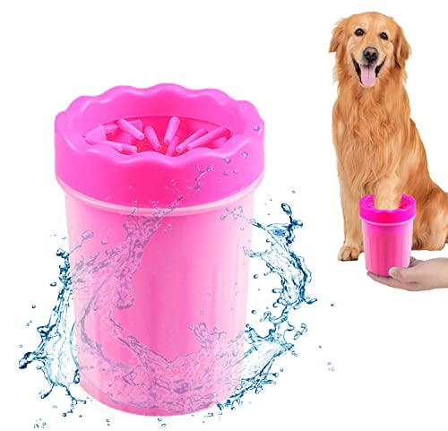 2 in 1 Portable Silicone Dog Paw Cleaner Cup - Pet Grooming Brush & Muddy Feet Washer for Dogs & Cats | Perfect for Outdoor Adventures, Hiking & Post-Walk Cleaning | Ideal Gift for Pet Owners (Pink, Small)