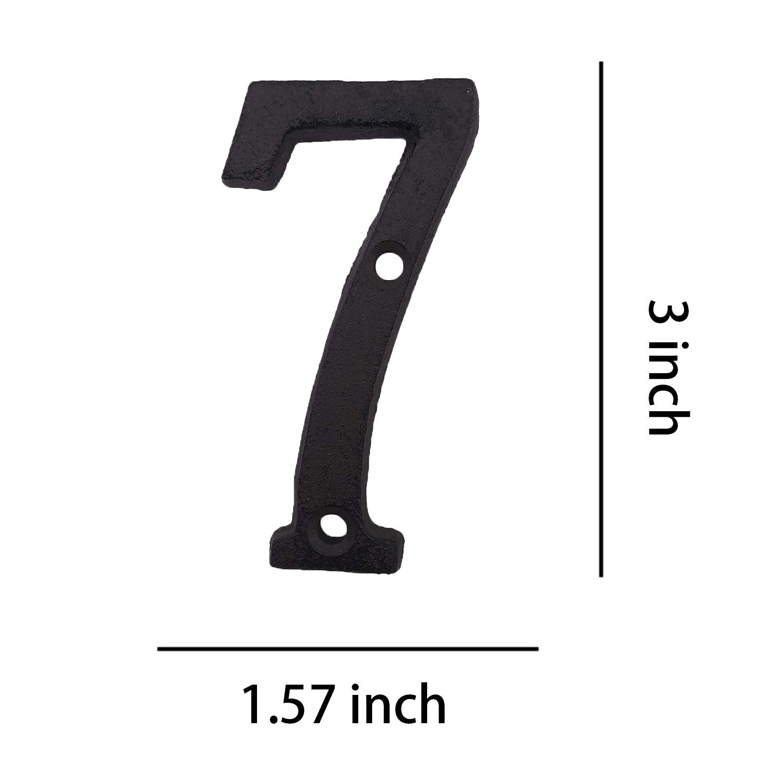 3 Inch Cast Iron House Numbers - Durable Mailbox & Home Address Plaque (Number 7) for Front Door, Porch & Yard Decoration