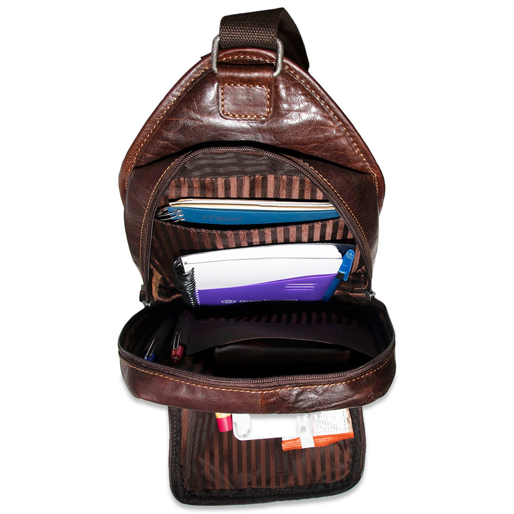 Voyager Genuine Leather Sling Bag 7582 - Crossbody Shoulder Bag for Men & Women - Perfect for Travel, Hiking, and Everyday Use