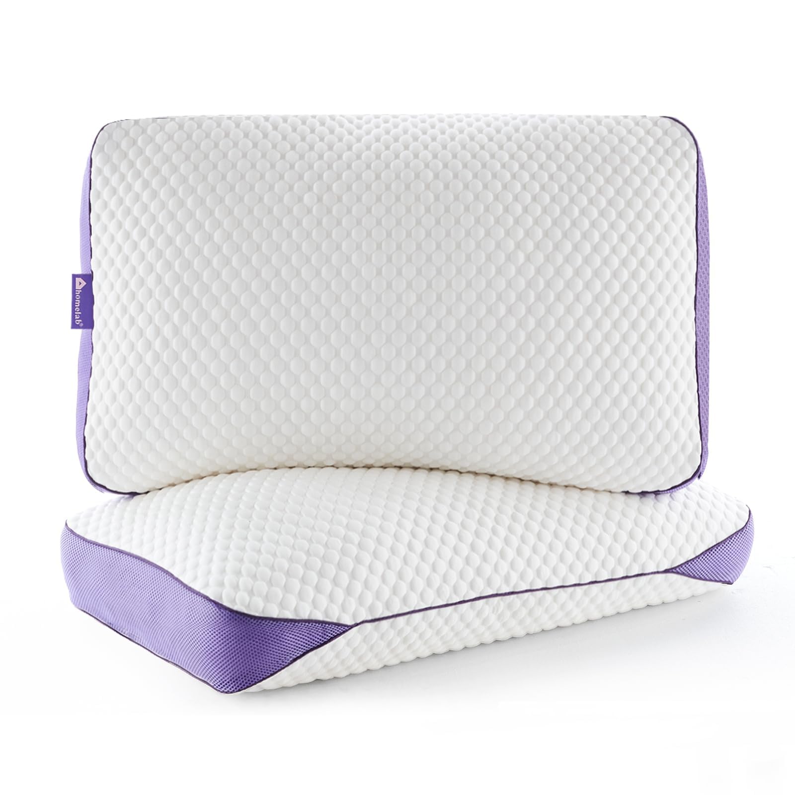 Cooling Adjustable Shredded Memory Foam Pillows Queen Size (2 Pack) - Breathable Bed Pillows for Side, Stomach & Back Sleepers with Removable Cover, 20