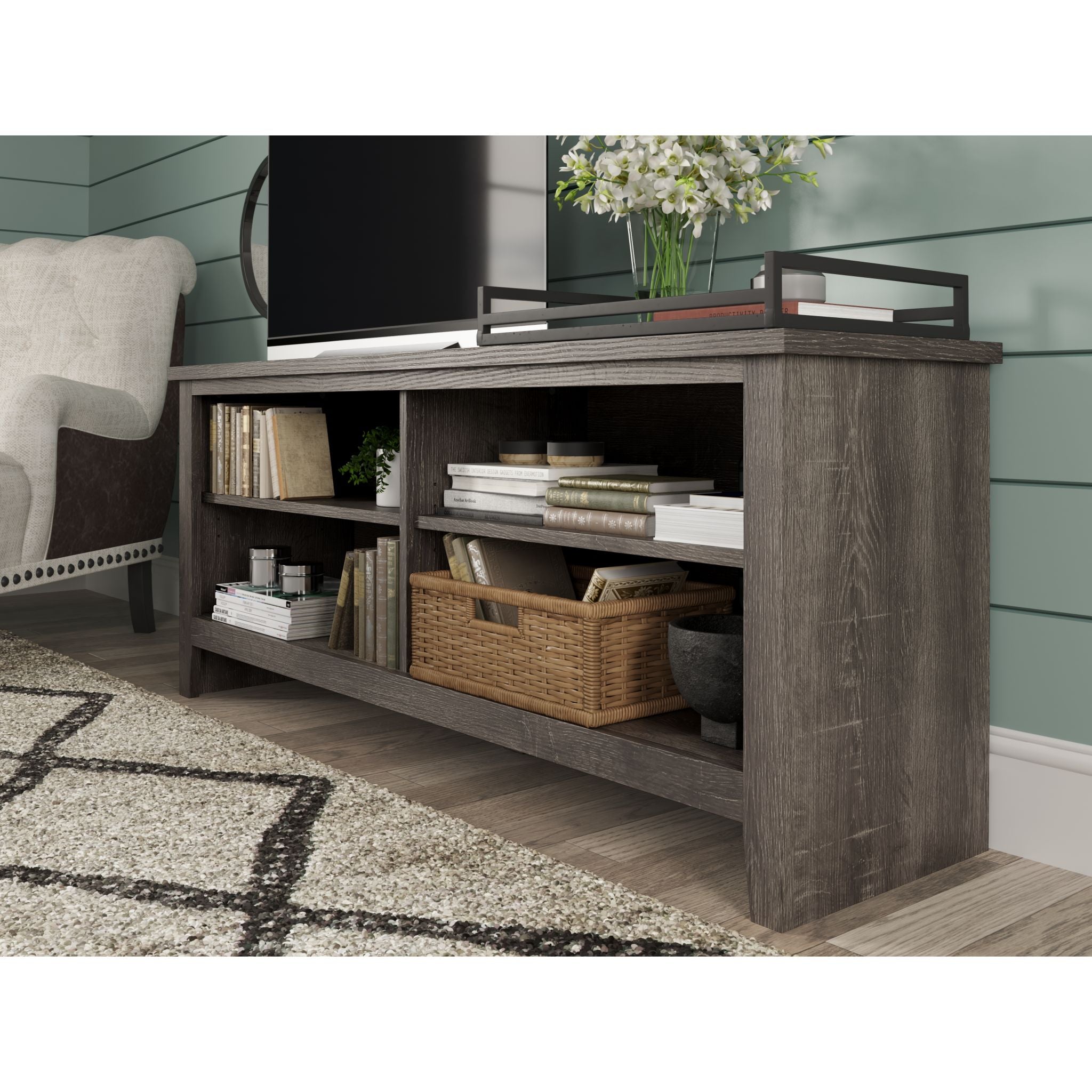 Modern Arlenbry TV Stand with Storage - Sleek Gray Entertainment Center for Living Room, Bedroom & Home Theater