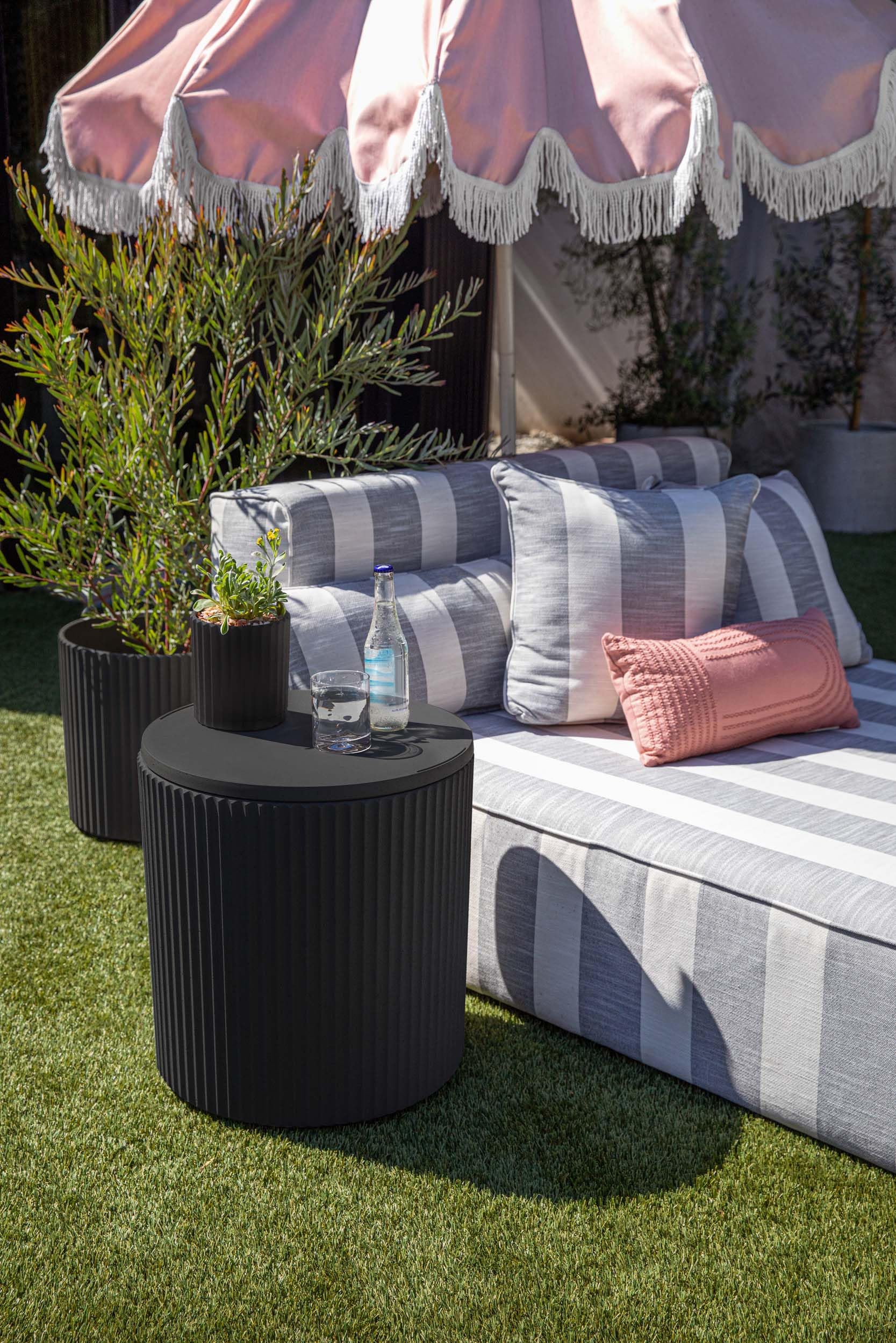Veradek 2-in-1 Outdoor Cooler Side Table with Storage - 21 Inch Black Patio Furniture for Backyard, Deck, Poolside & BBQ Parties