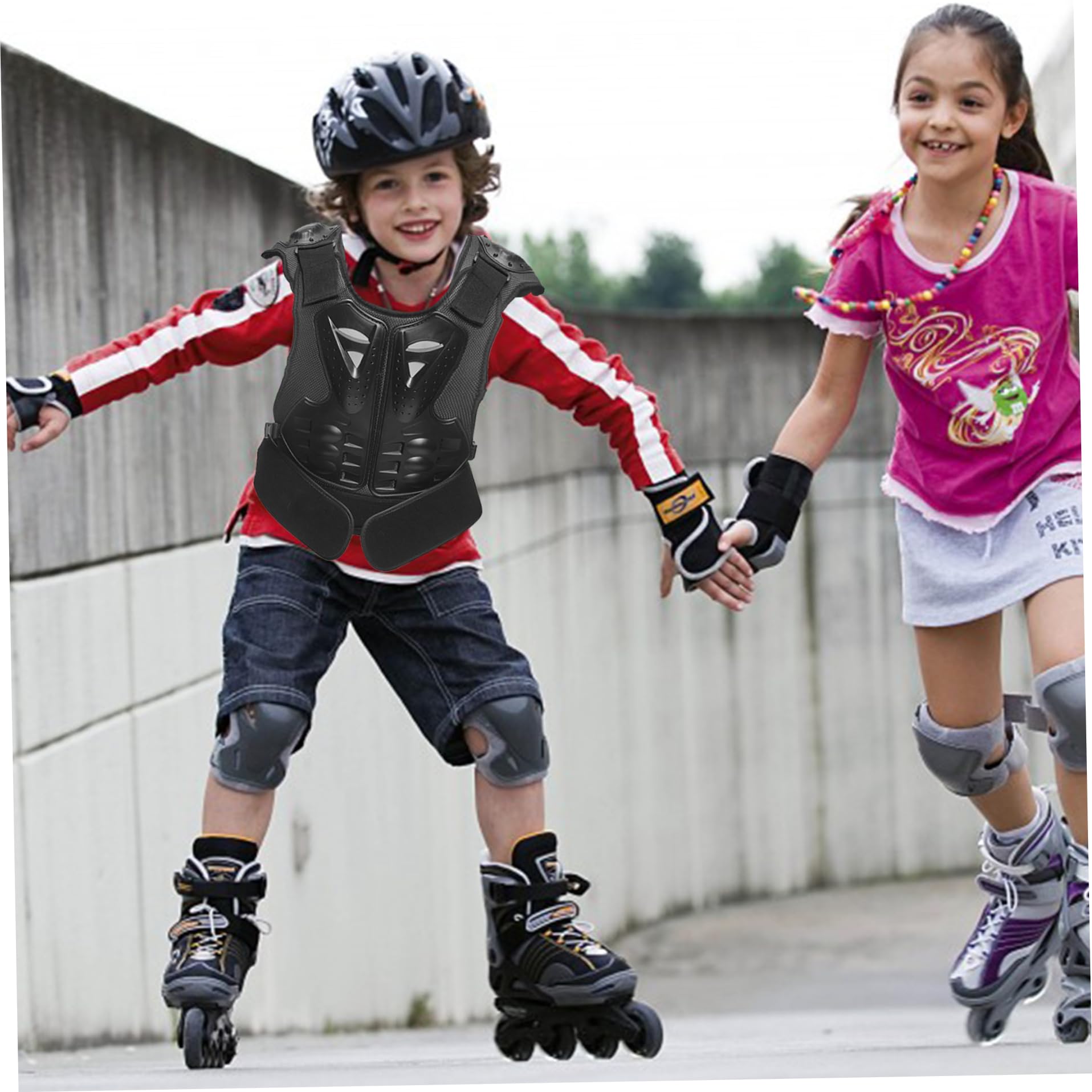 **Kids Motorcycle Chest Protector Vest - Adjustable Dirt Bike Body Armor for Ages 8-12 | 3D Anti-Fall Safety Gear with Reflective Strips | Ideal for Cycling, Skiing, Skateboarding & Outdoor Sports**