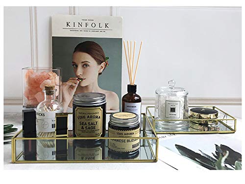 Elegant Gold Mirror Acrylic Jewelry Tray - Decorative Vanity Organizer for Jewelry & Makeup Storage - Perfect for Dresser, Bathroom, and Bedroom Decor - Pack of 1